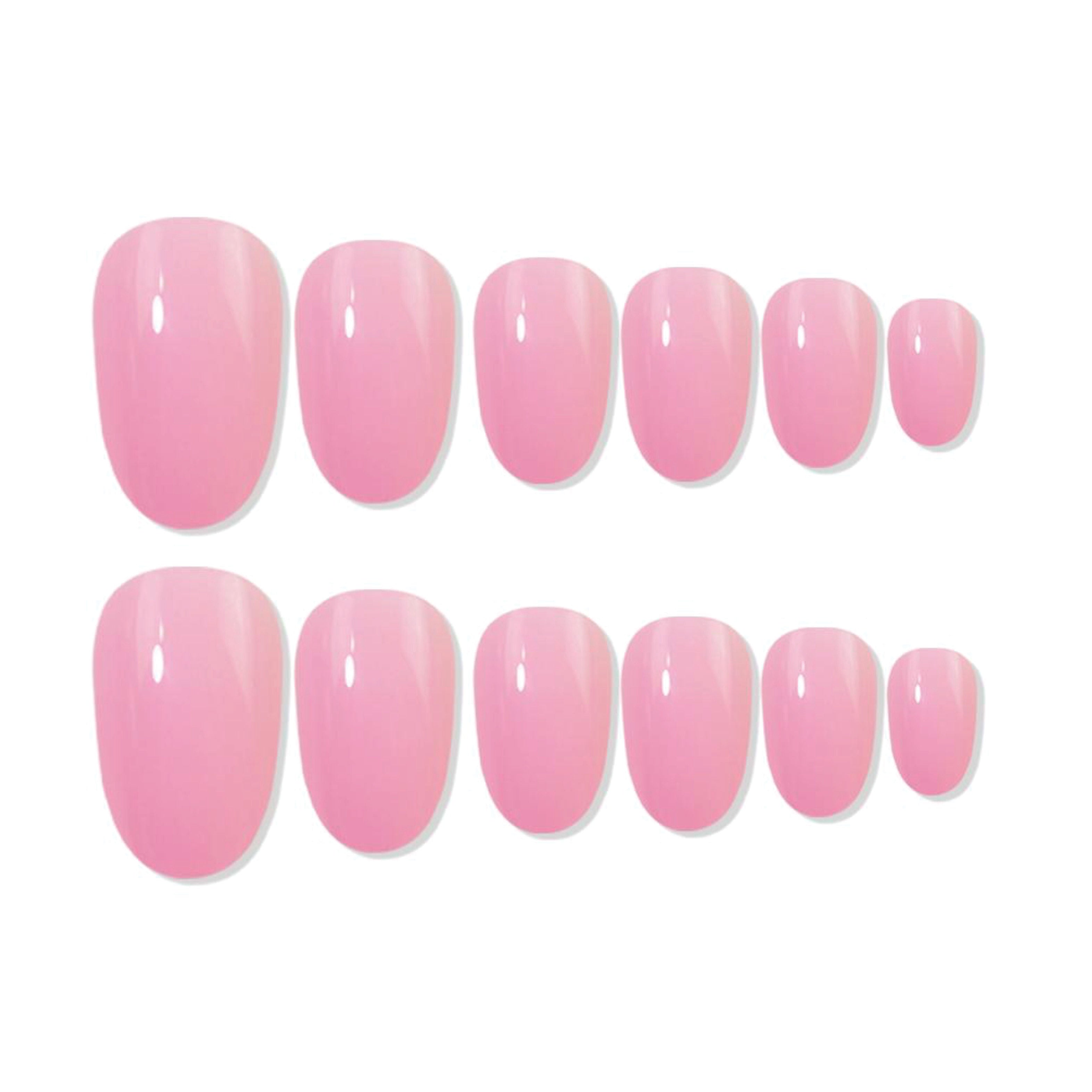 Reusable Oval Press On Nails - Pink