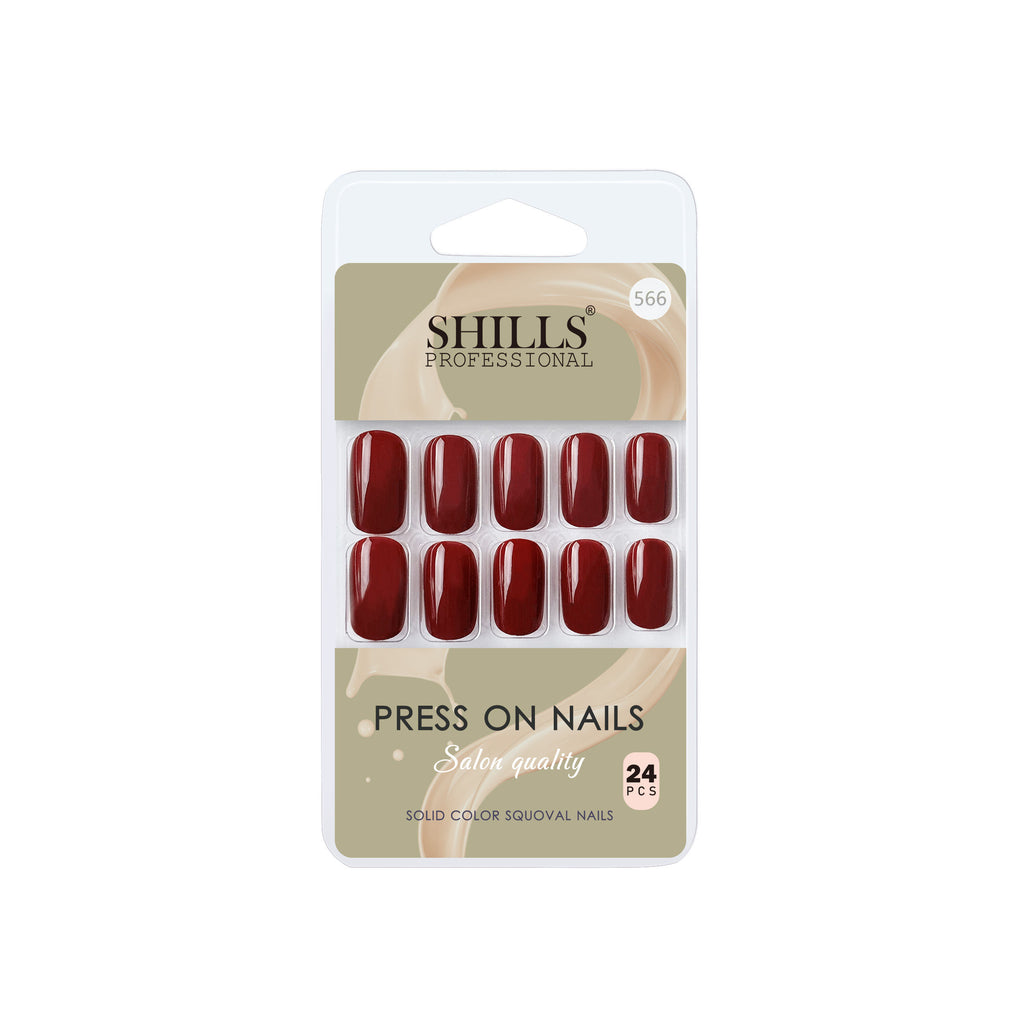 Reusable Square Press On Nails - Maroon