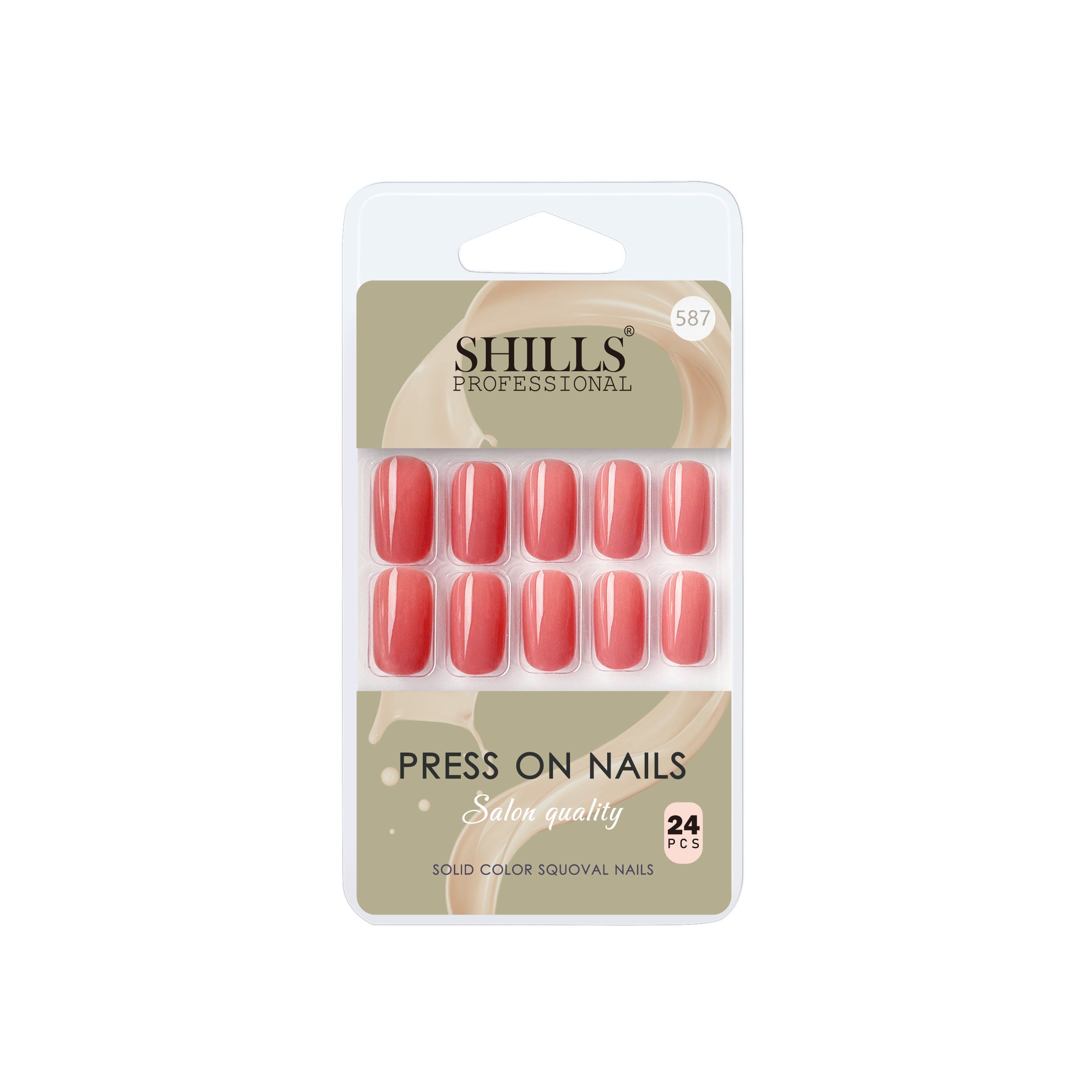 Reusable Square Press On Nails - Peach