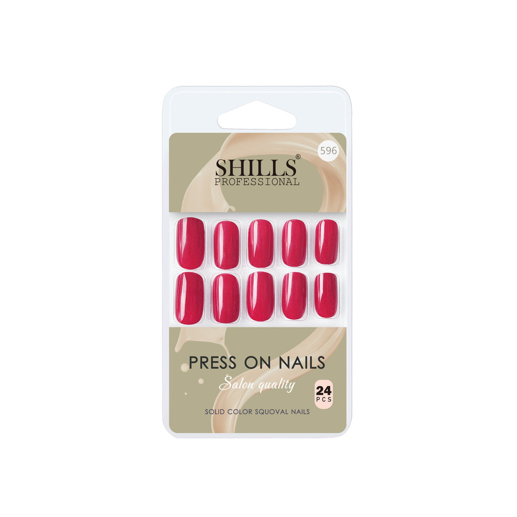 Reusable Square Press On Nails - Red