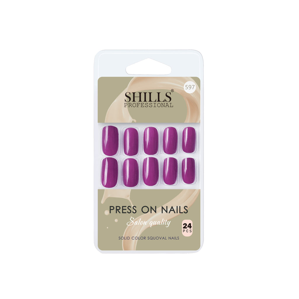 Reusable Square Press On Nails - Purple