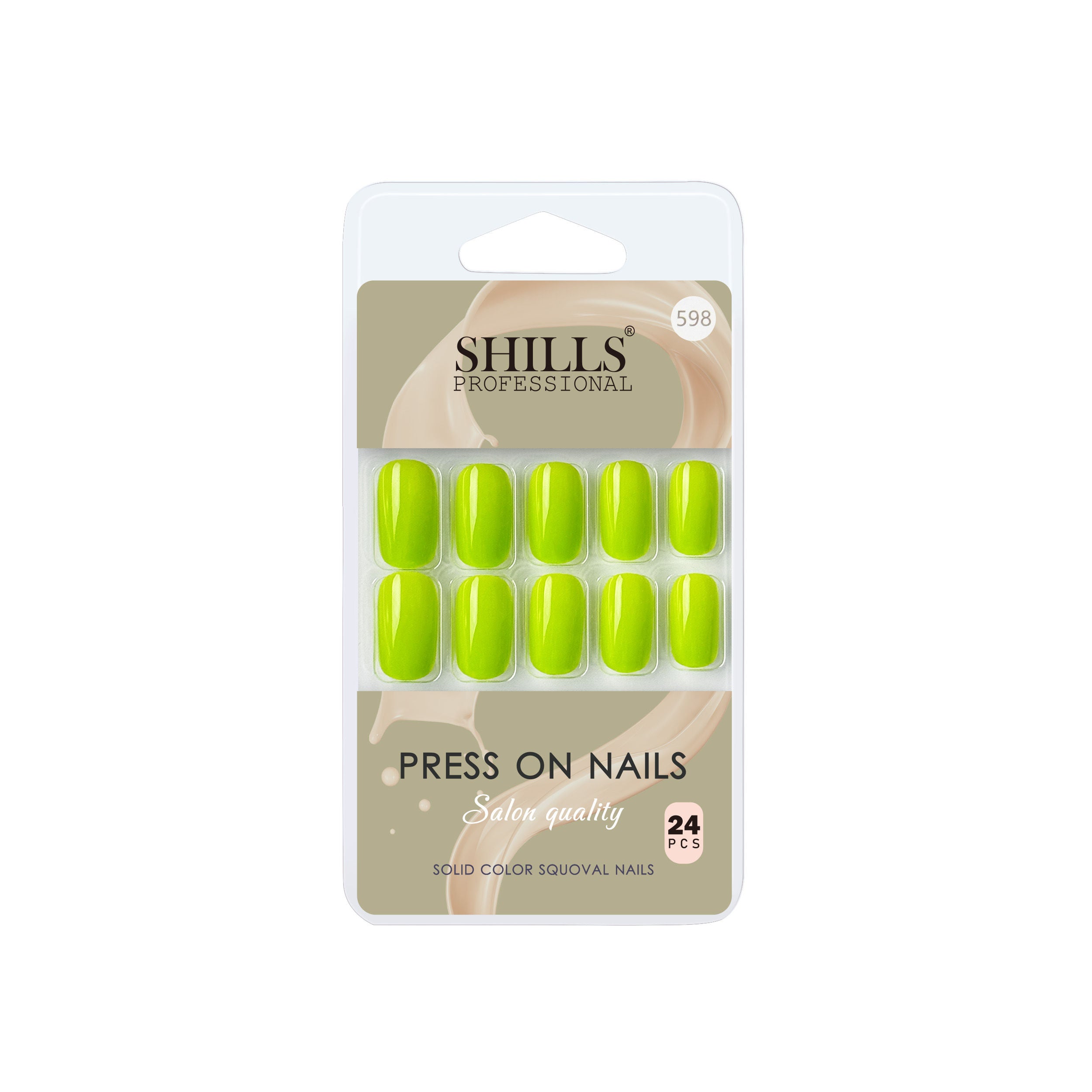 Reusable Square Press On Nails - Green