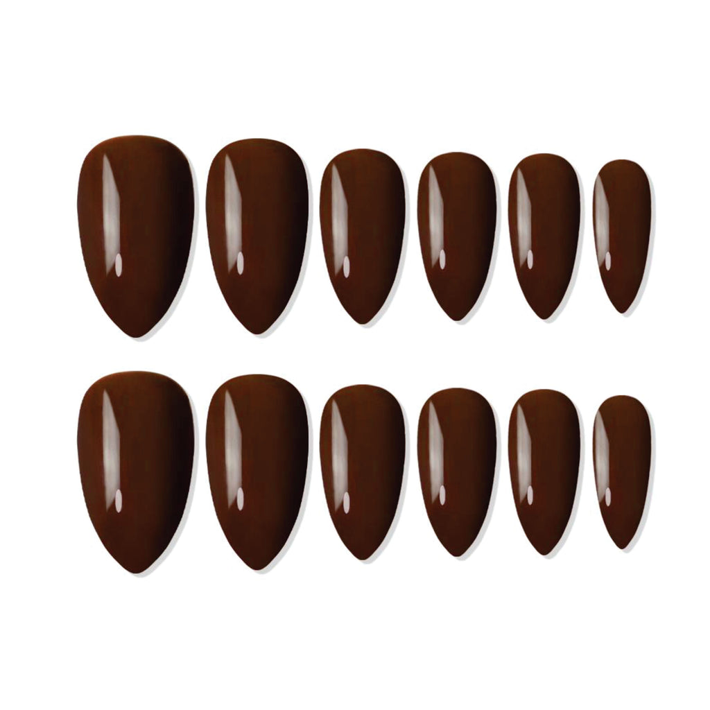 Reusable Almond Press On Nails - Brown