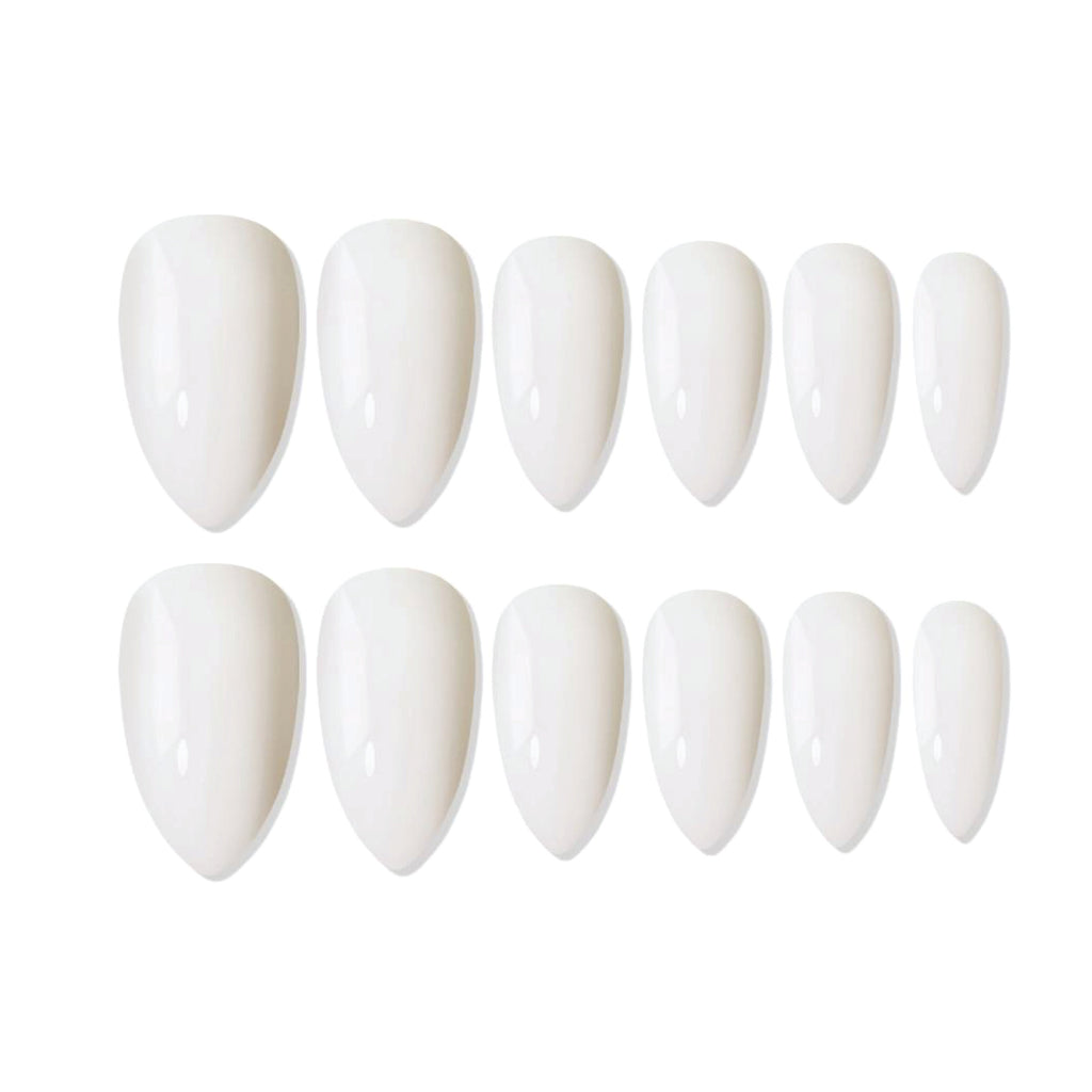 Reusable Almond Press On Nails - White