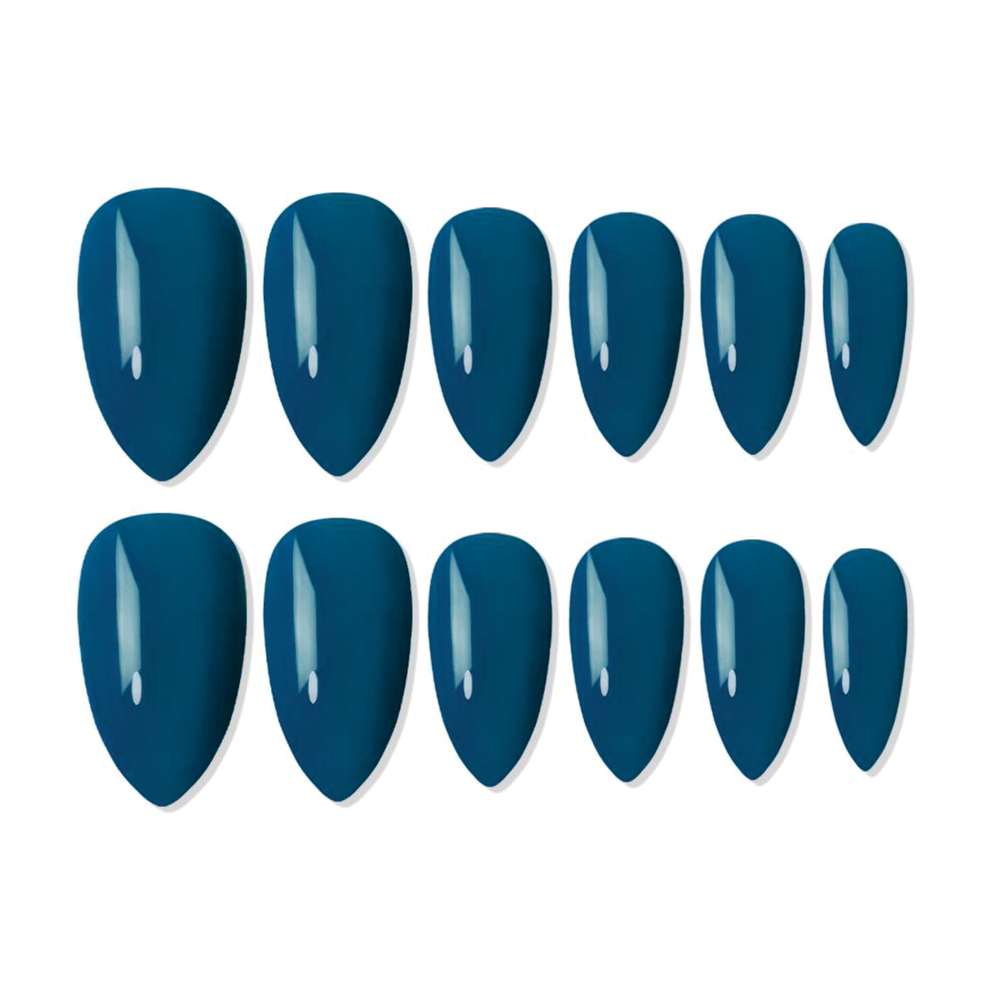 Reusable Almond Press On Nails - Turquoise