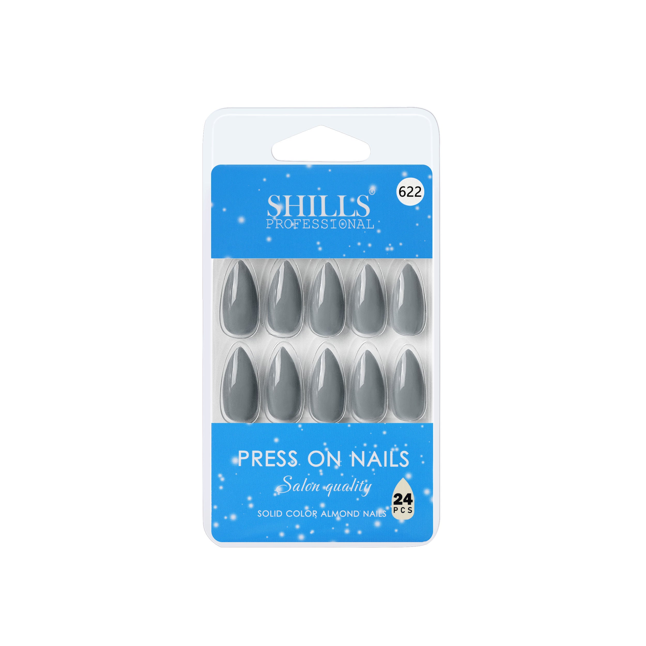Reusable Almond Press On Nails - Grey