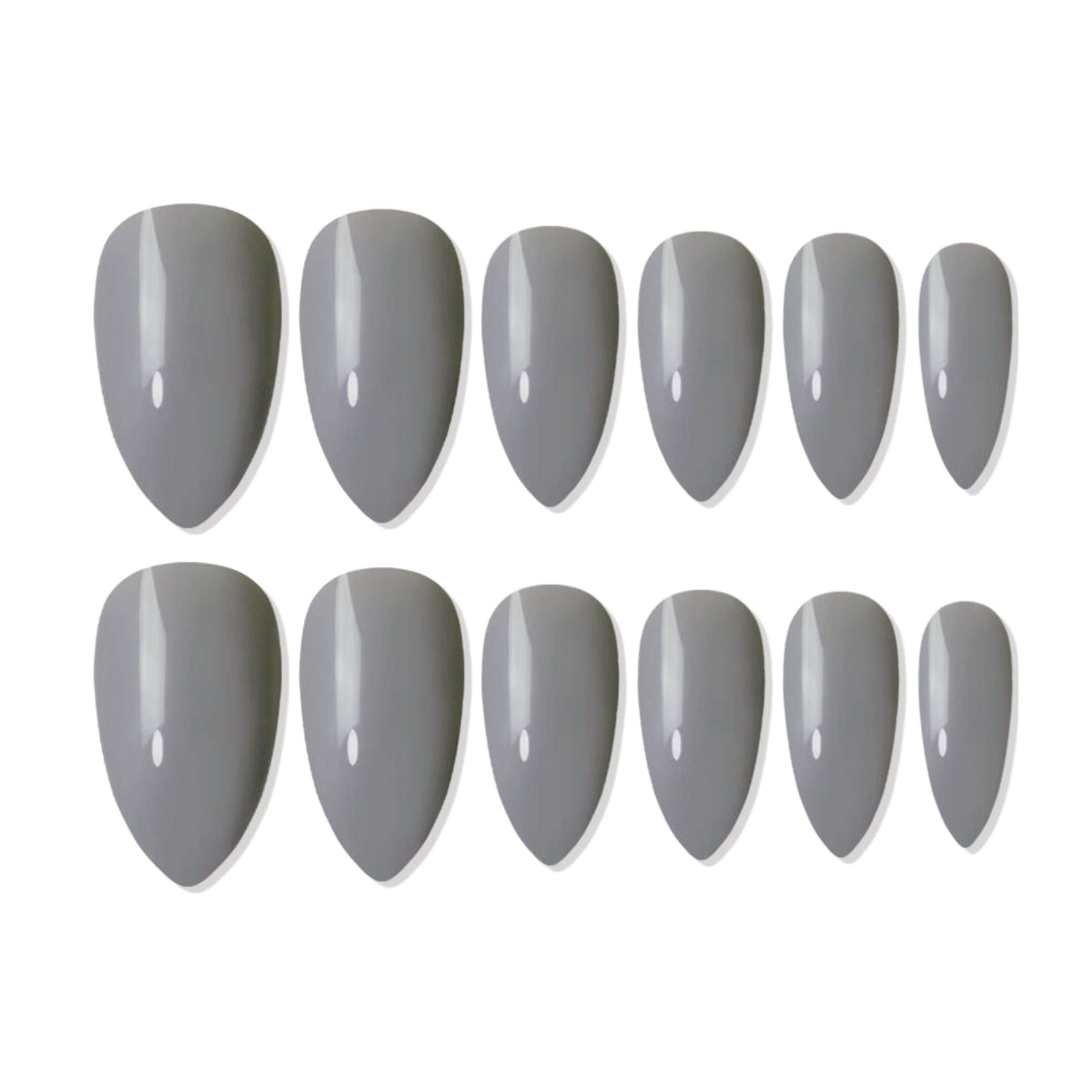 Reusable Almond Press On Nails - Grey