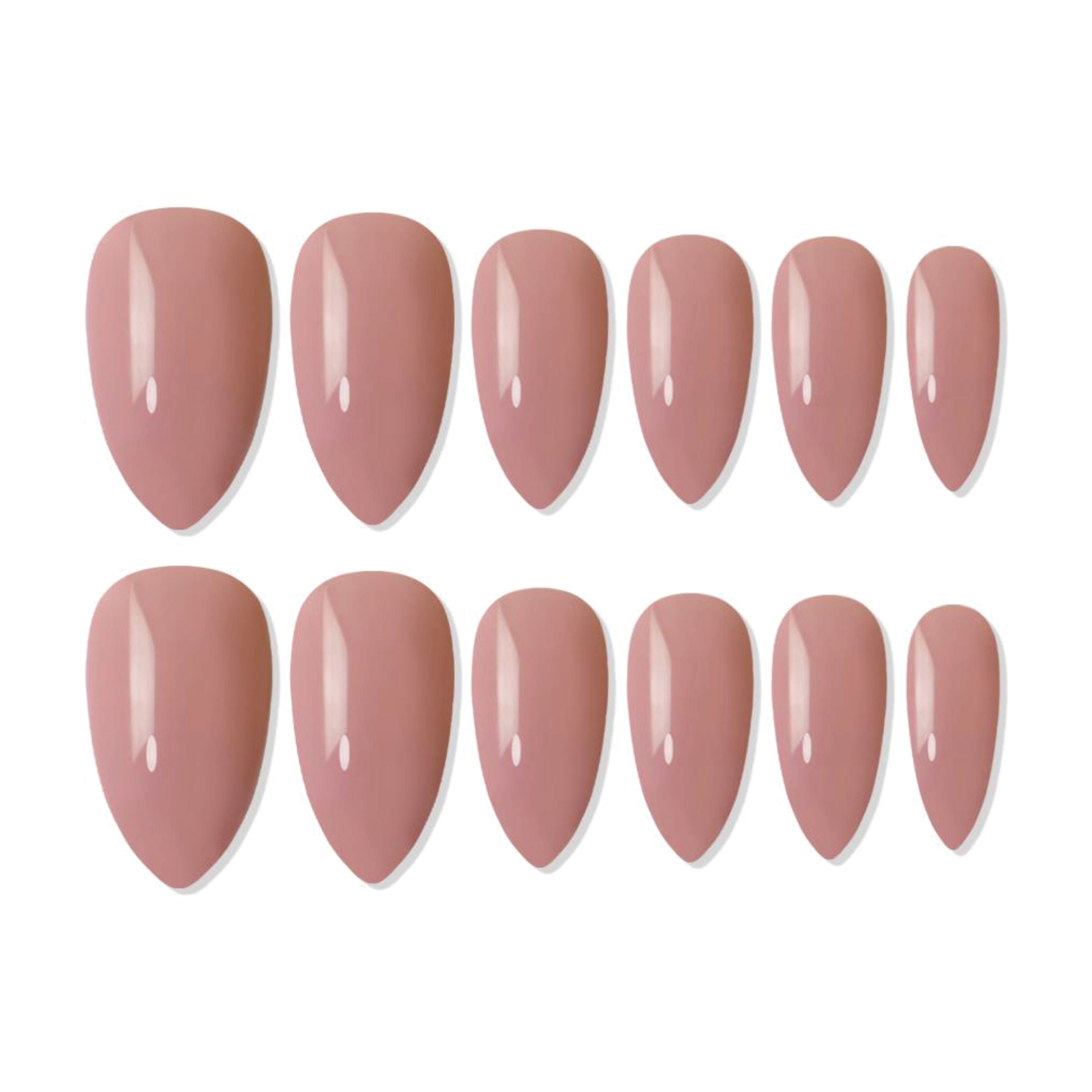 Reusable Almond Press On Nails - Peach