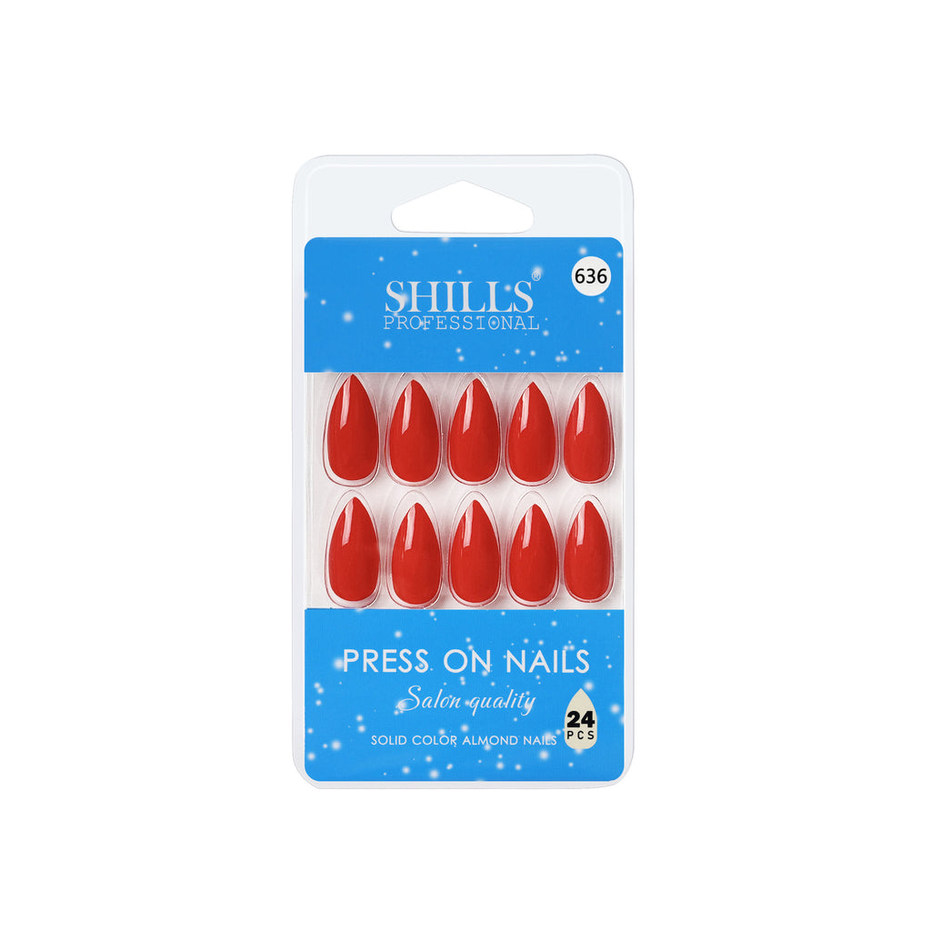 Reusable Almond Press On Nails - Red