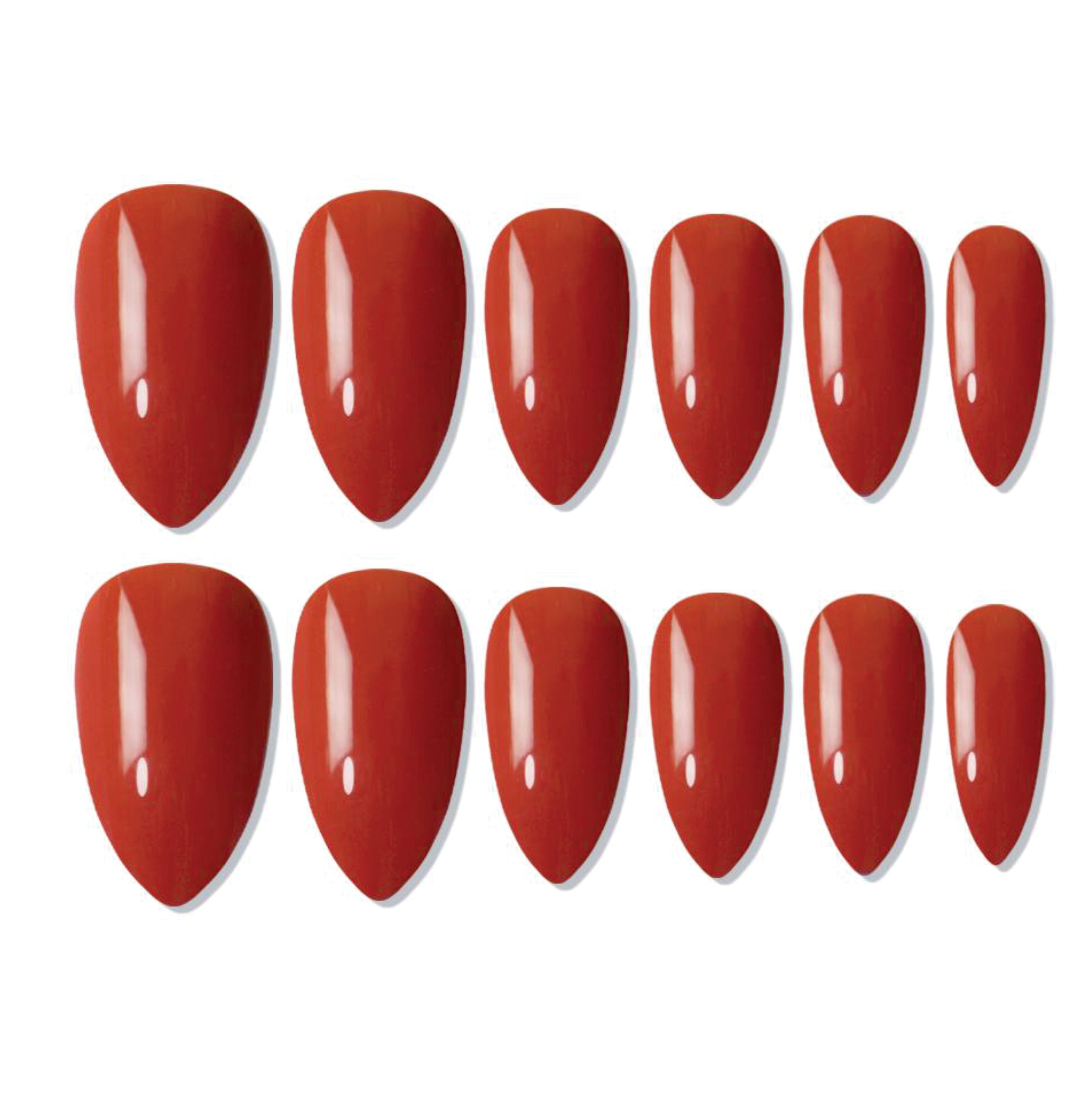 Reusable Almond Press On Nails - Maroon