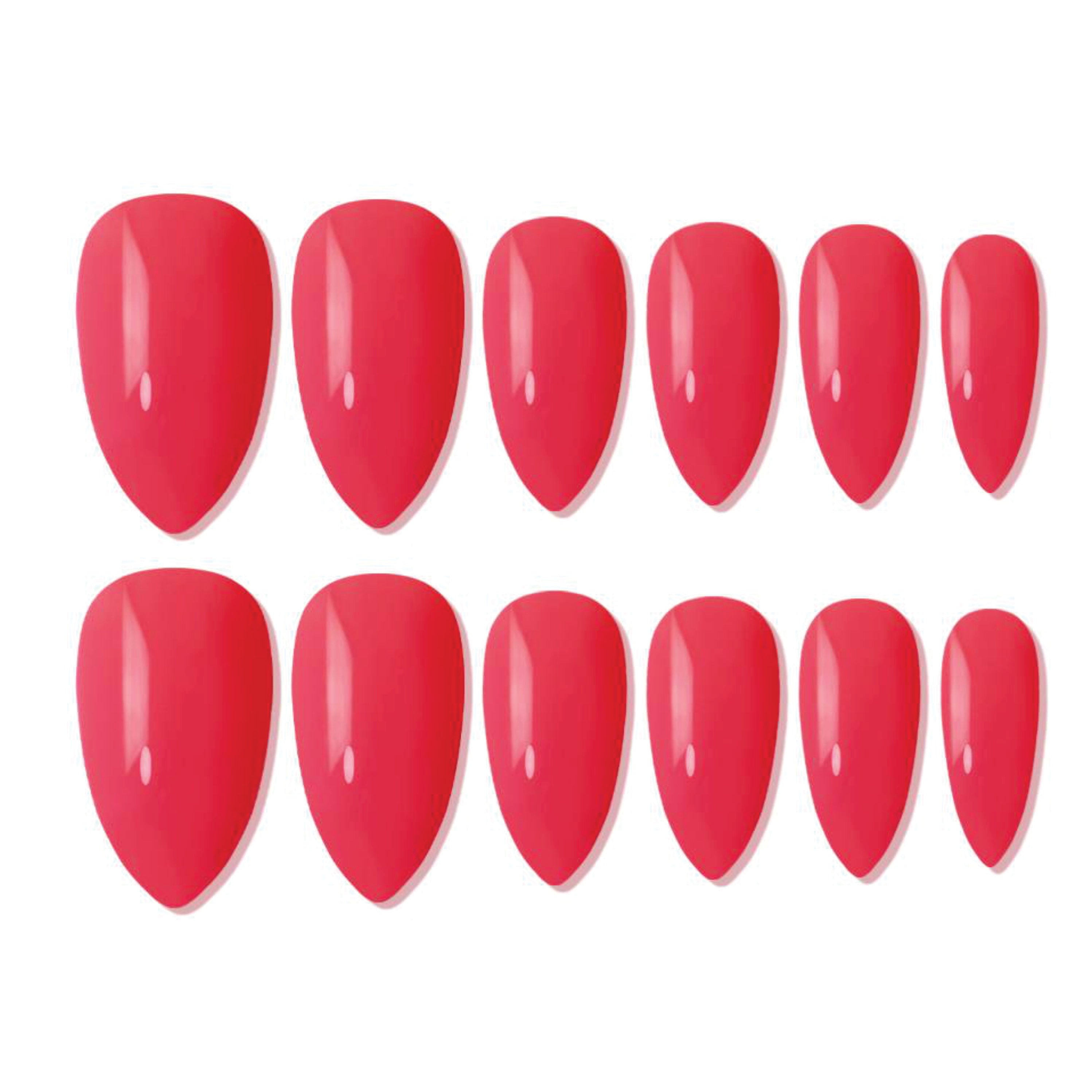 Reusable Almond Press On Nails - Red