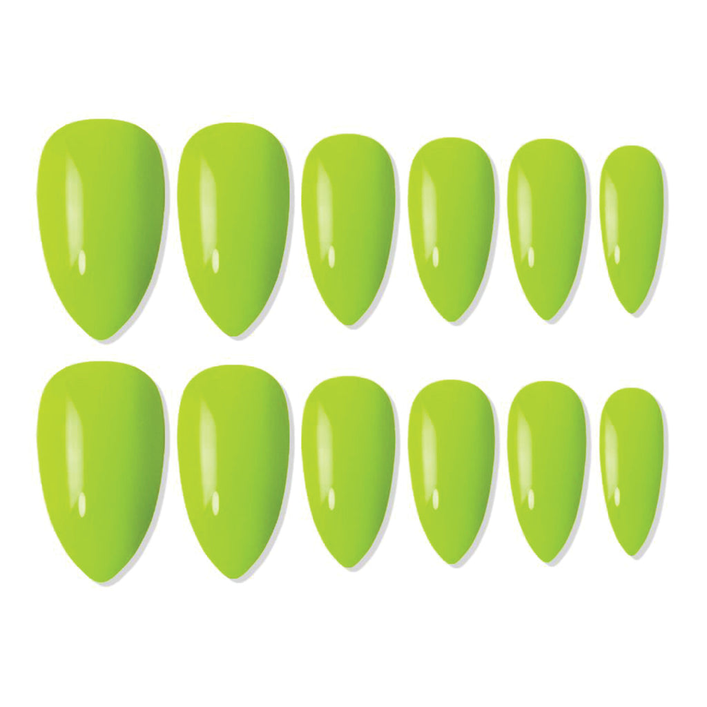 Reusable Almond Press On Nails - green