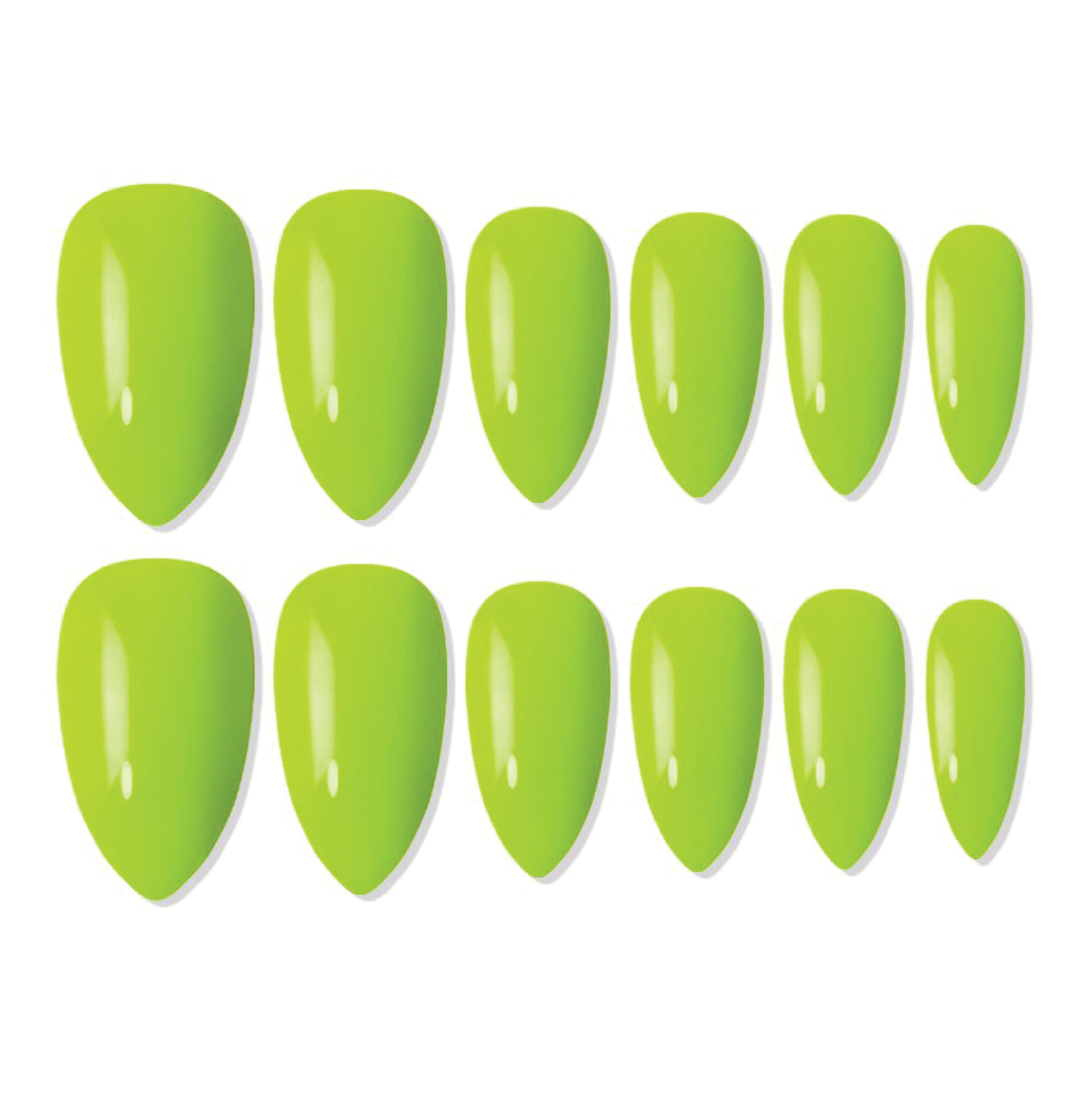 Reusable Almond Press On Nails - green