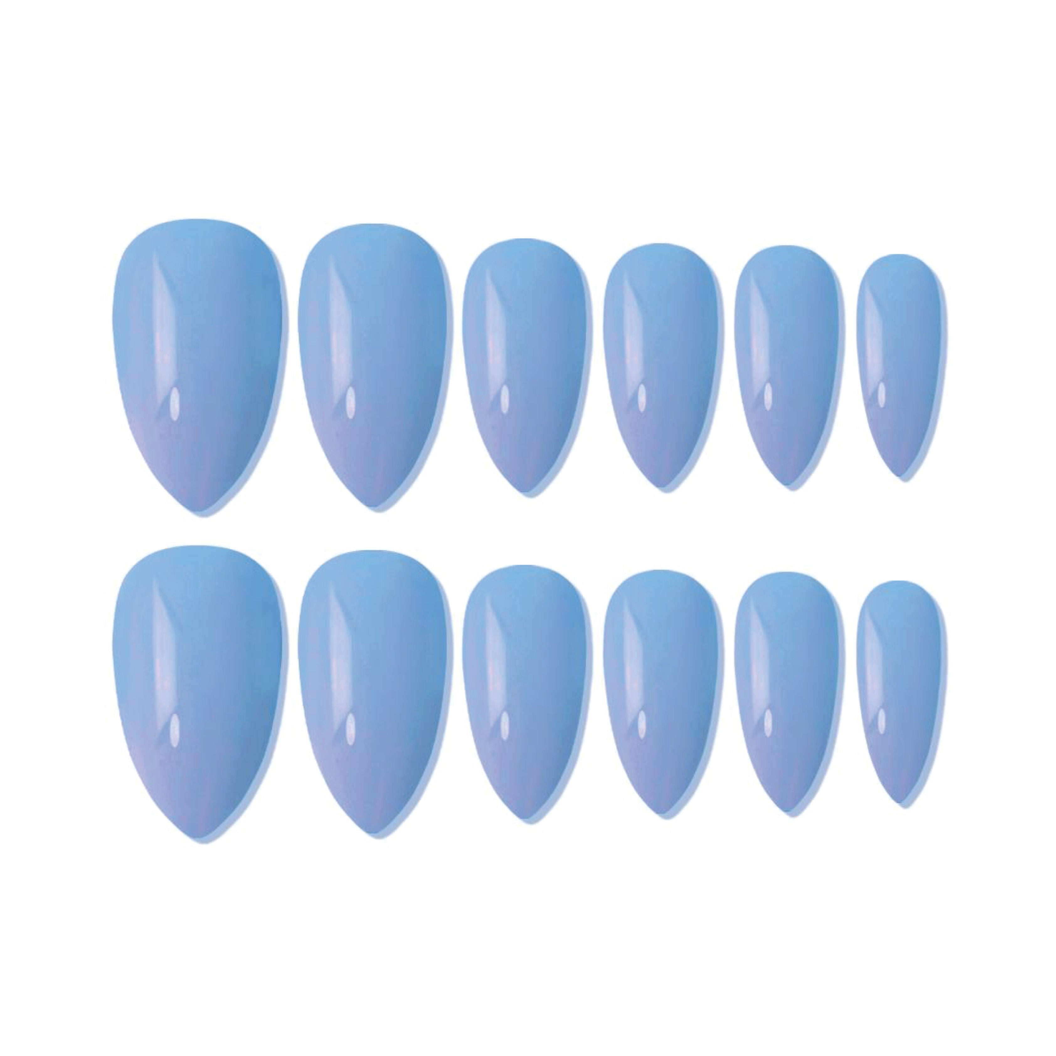 Reusable Almond Press On Nails - blue