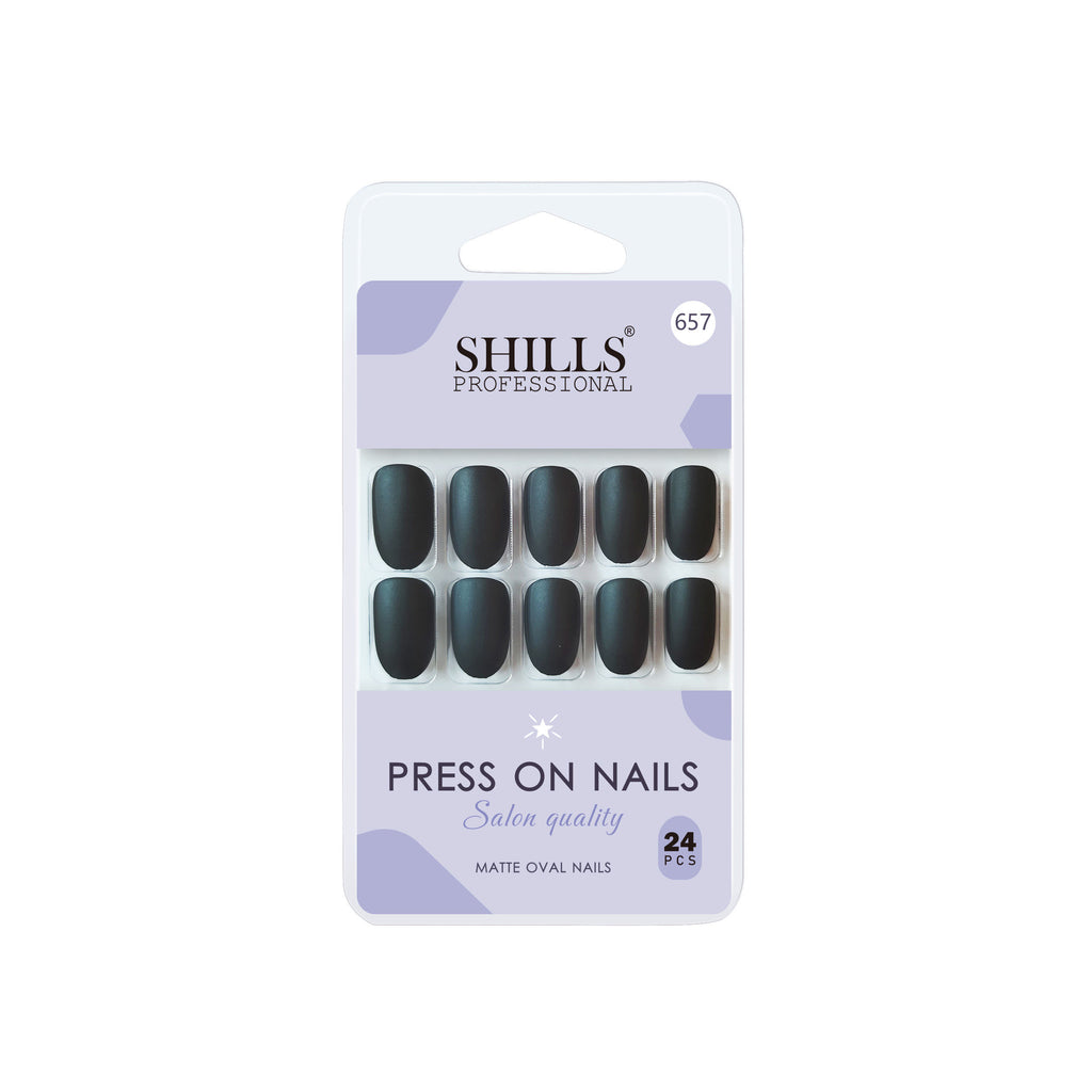 Reusable Oval Press On Nails - Black