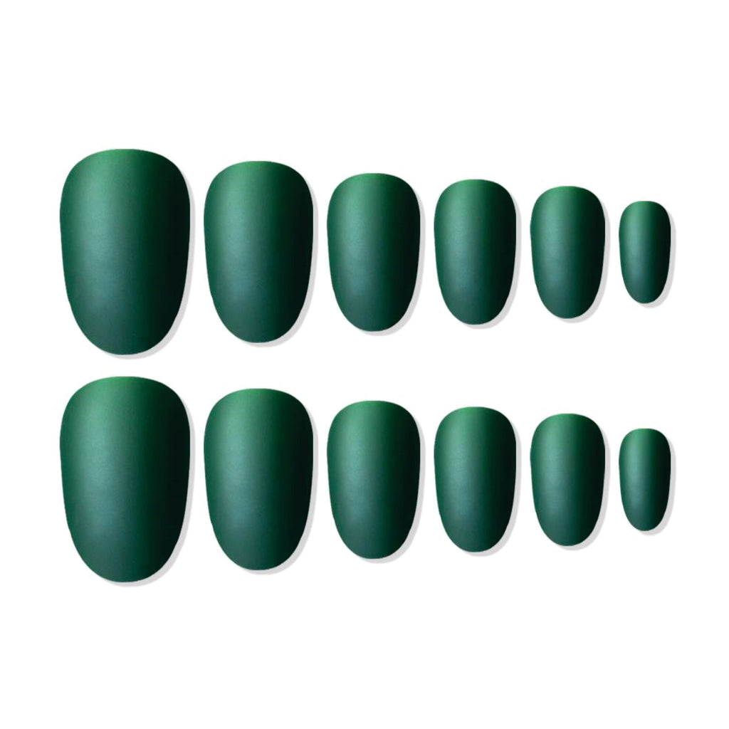 Reusable Oval Press On Nails - green