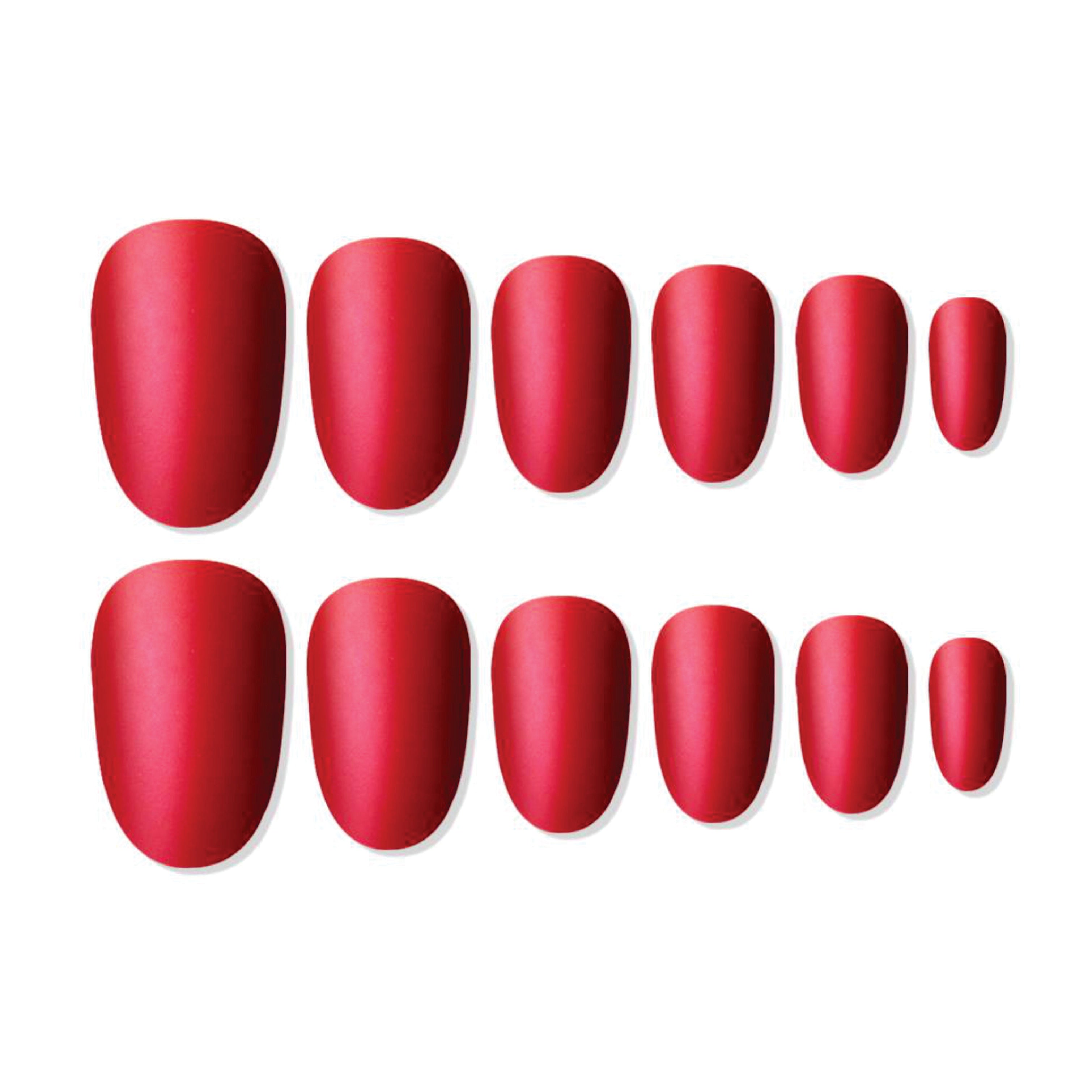 Reusable Oval Press On Nails - Red