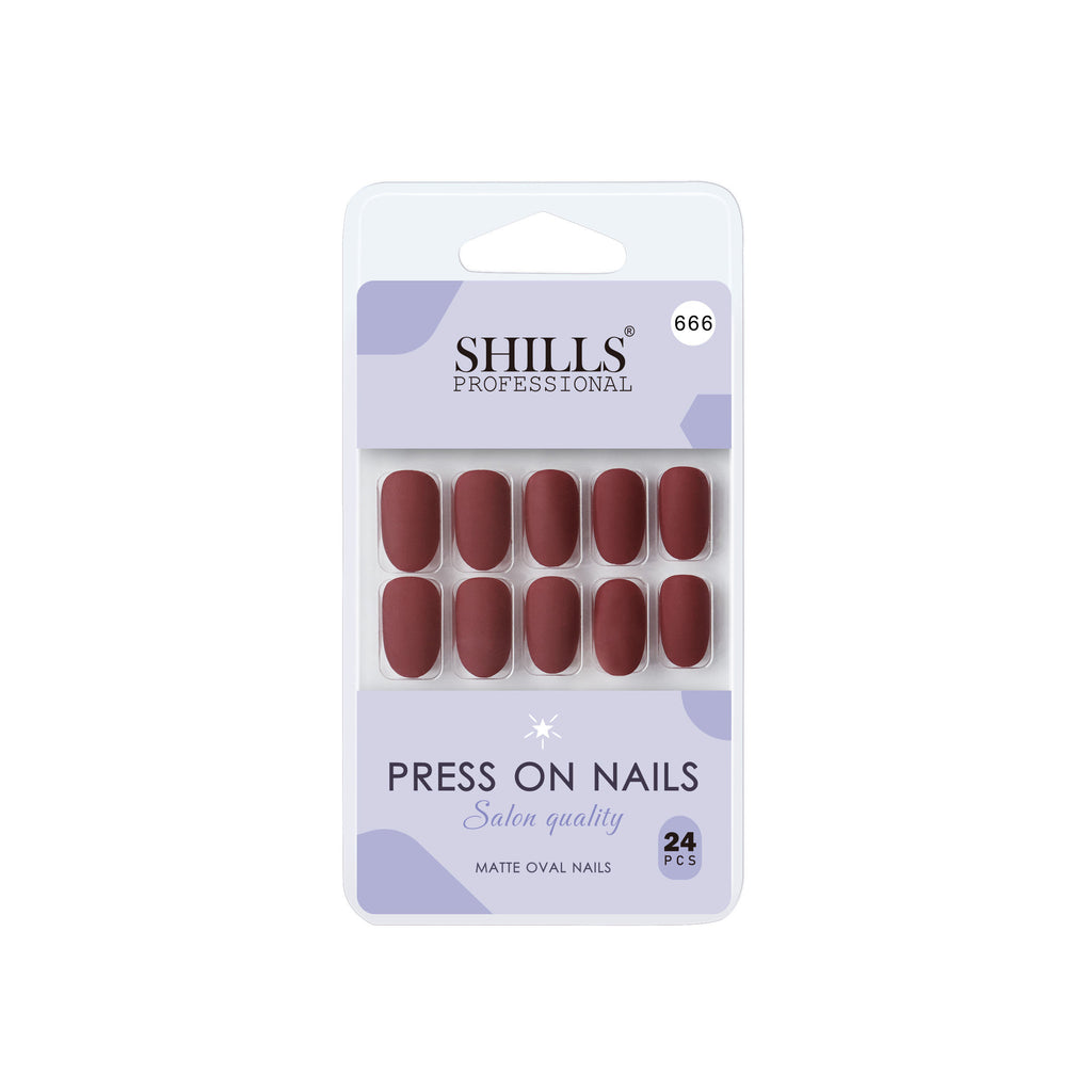 Reusable Oval Press On Nails - Maroon