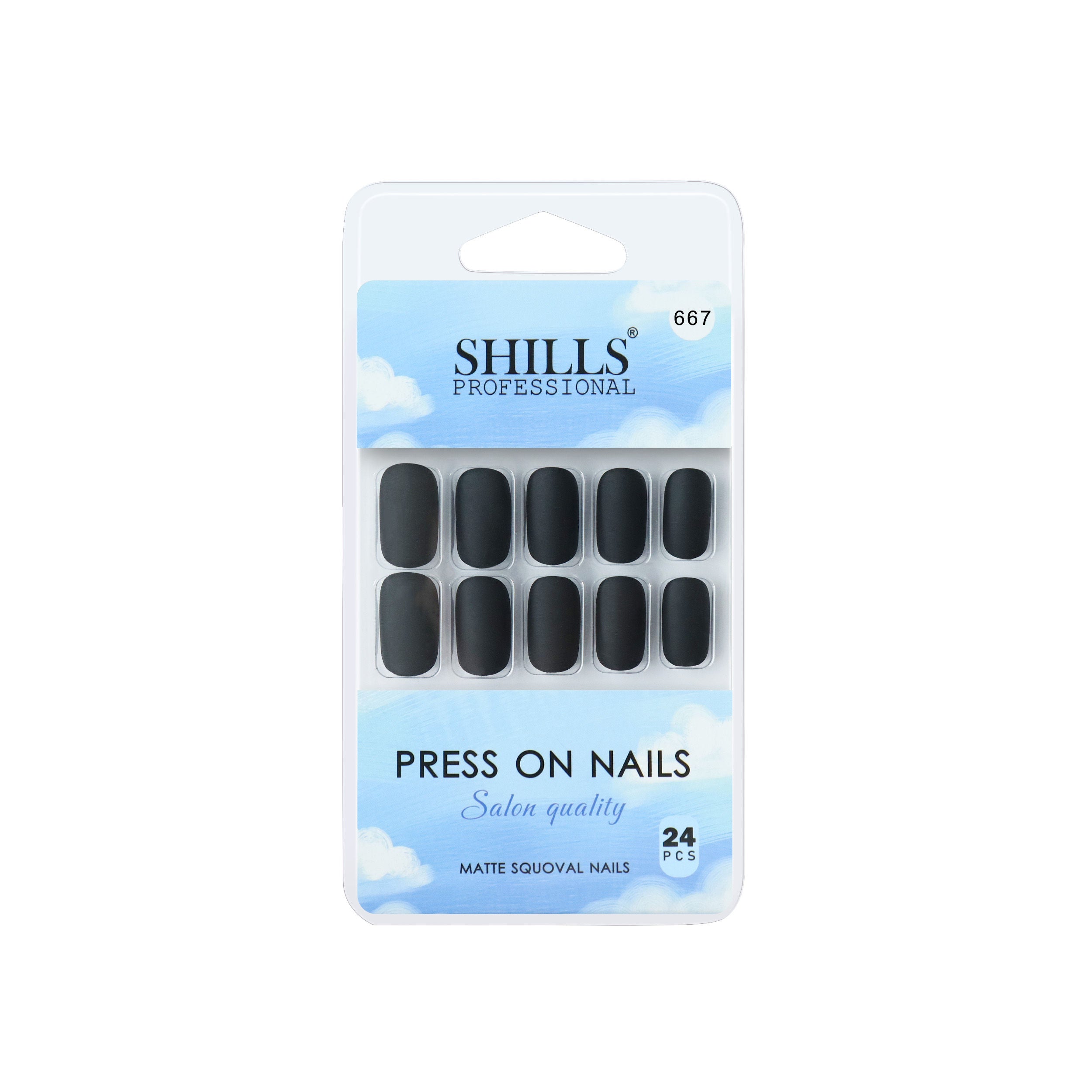 Reusable Square Press On Nails - Black