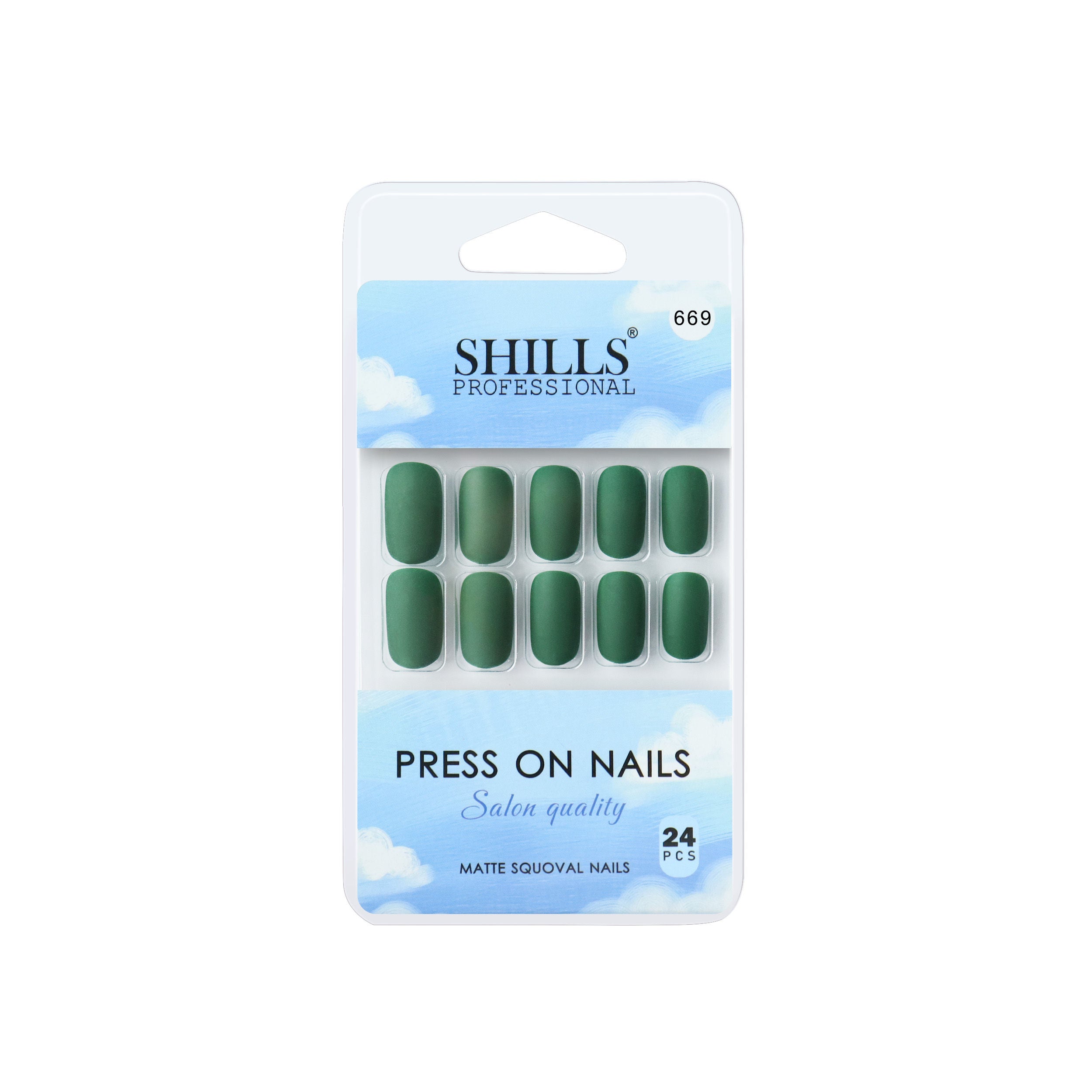 Reusable Square Press On Nails - green