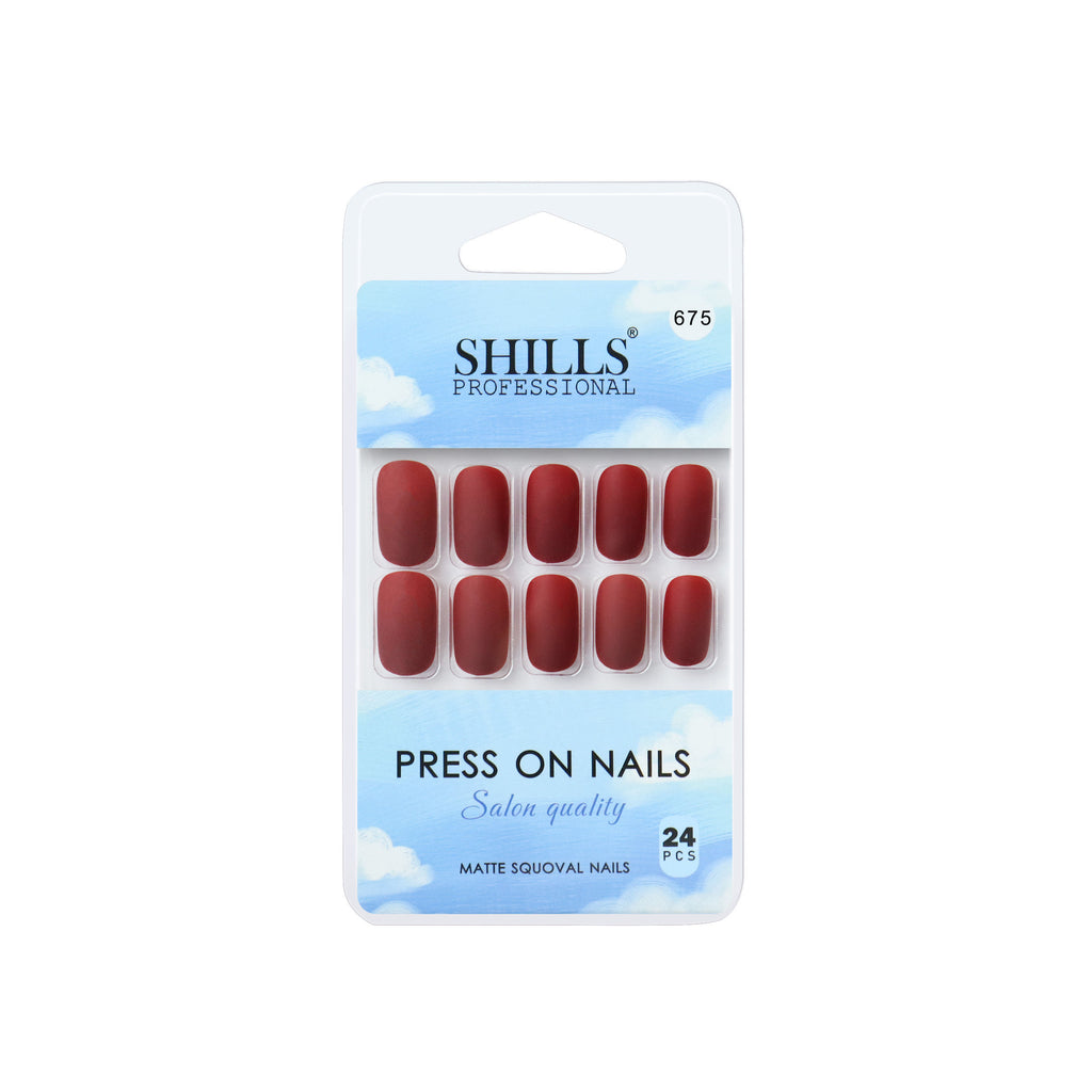 Reusable Square Press On Nails - Maroon