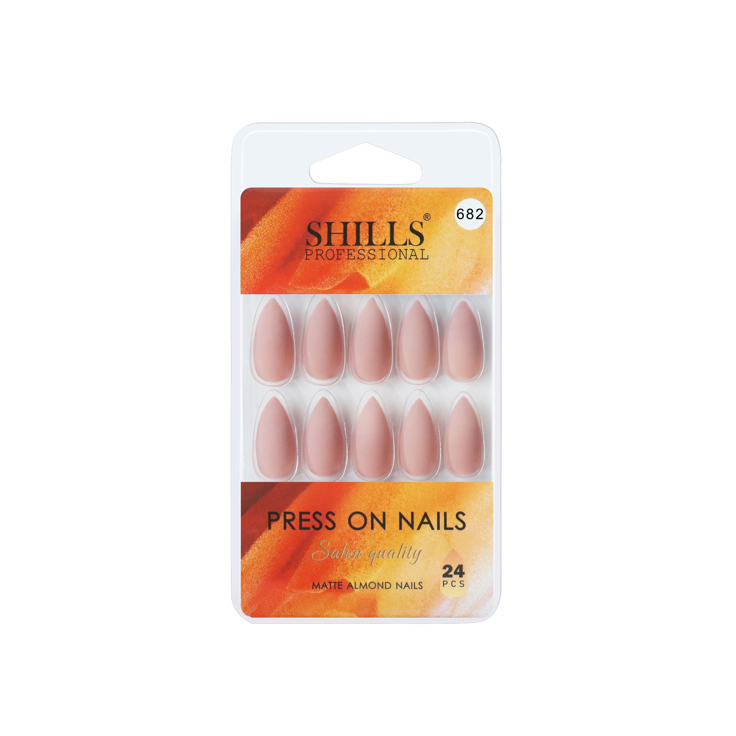 Reusable Sharp Almond Press On Nails - Peach