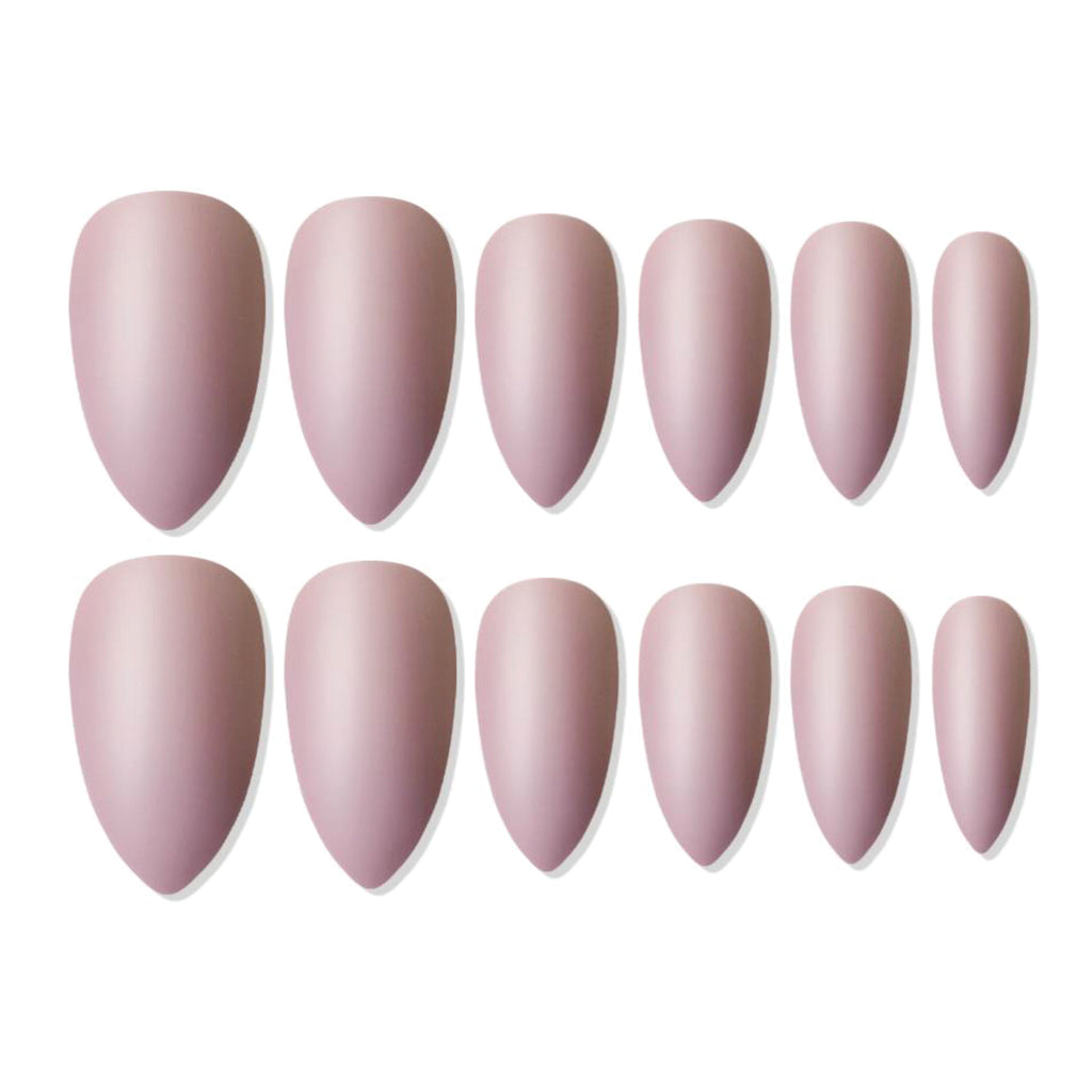 Reusable Sharp Almond Press On Nails - Peach