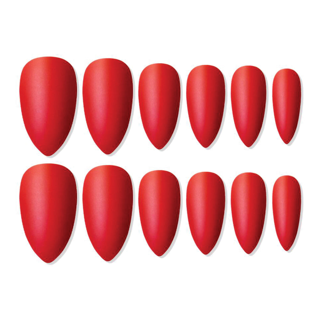 Reusable Sharp Almond Press On Nails - Orange