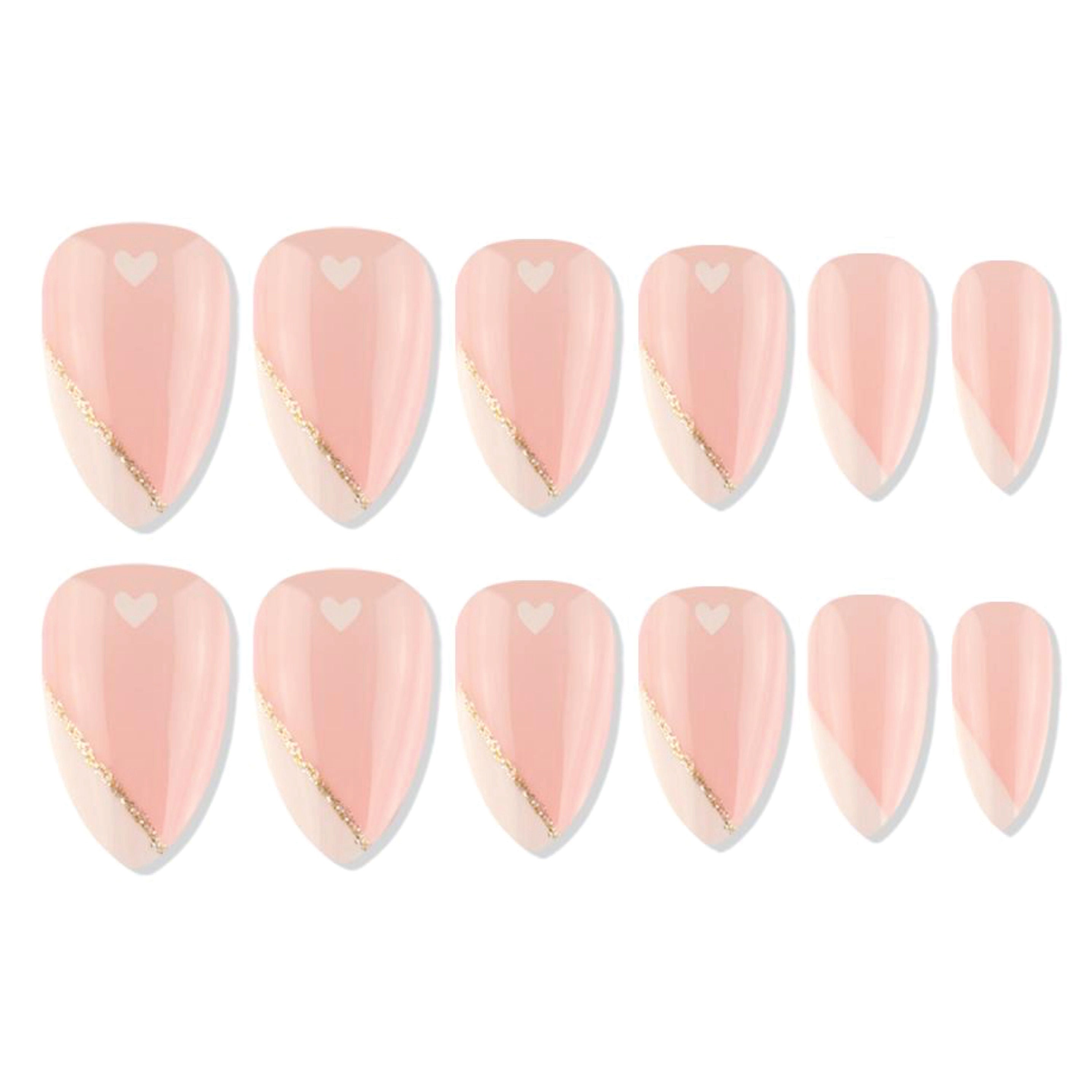 Reusable Almond Press On Nails - Peach