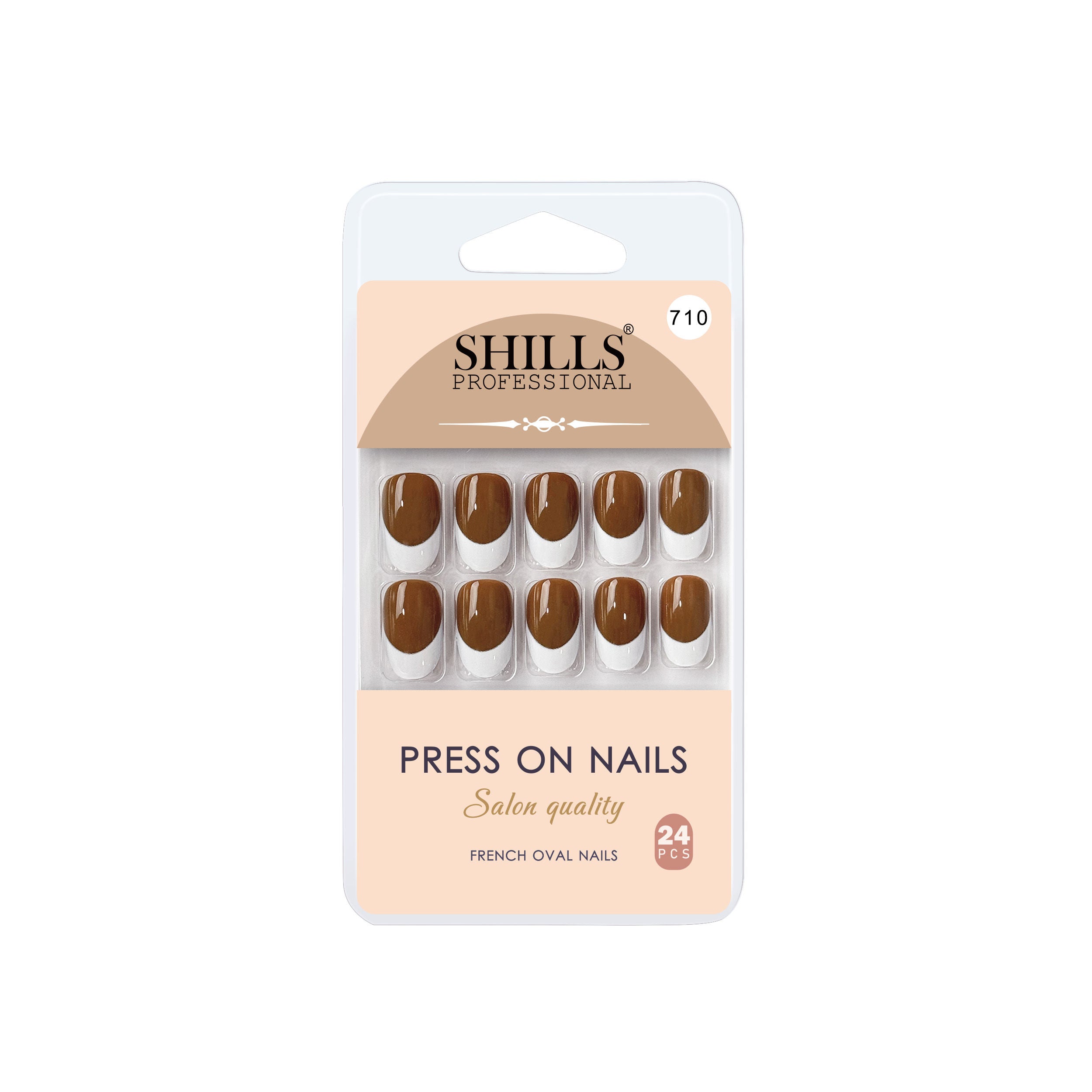 Reusable French Oval Press On Nails - Brown