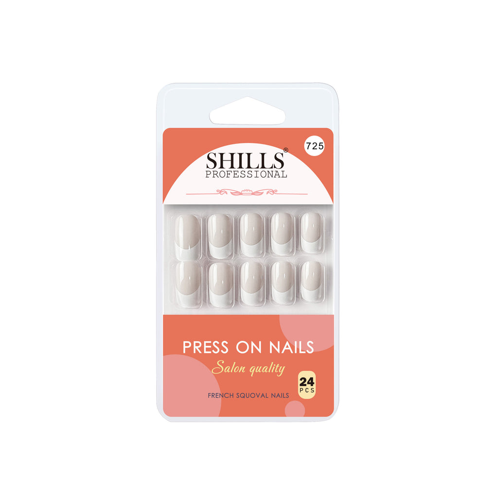 Reusable French Square Press On Nails - grey