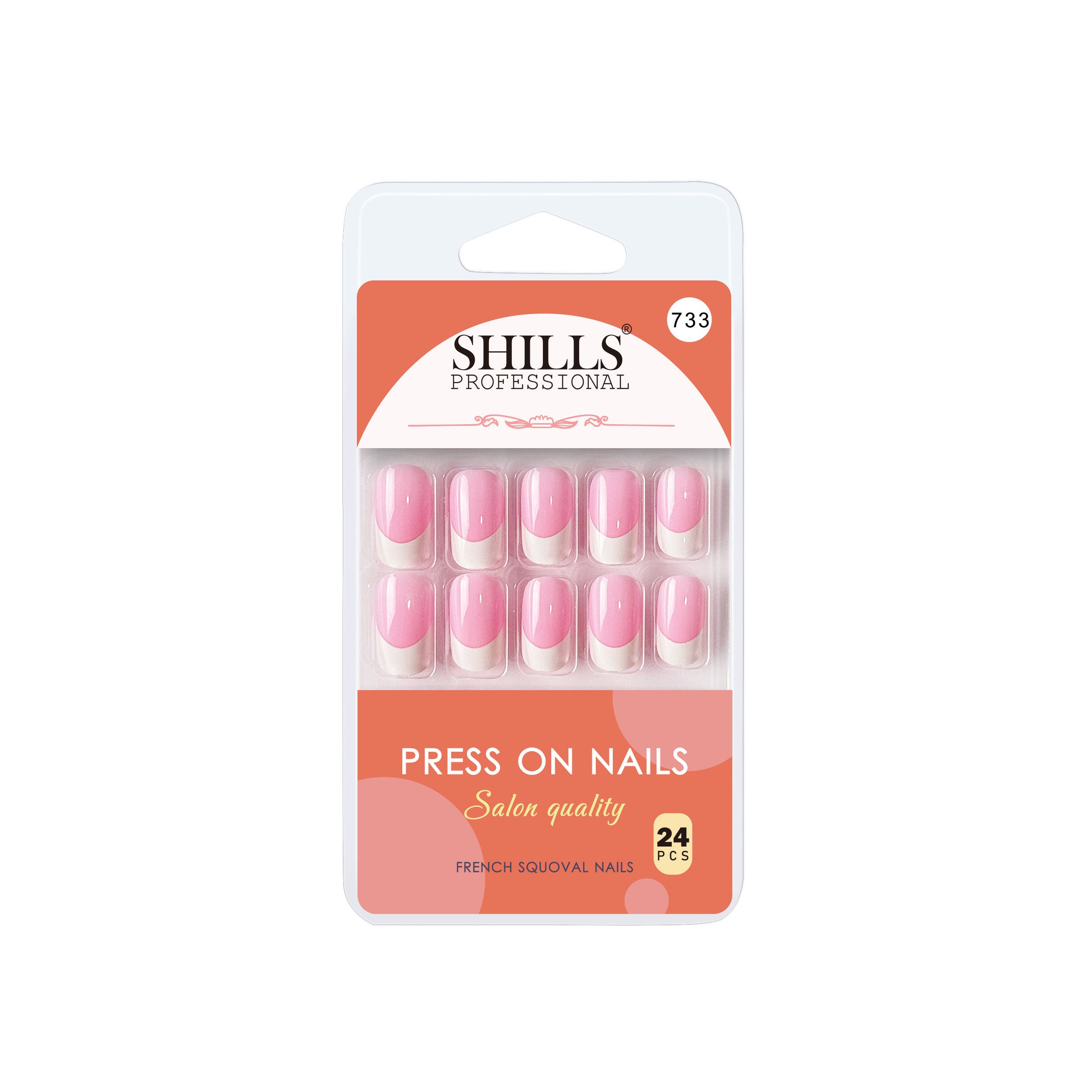 Reusable French Square Press On Nails - Pink