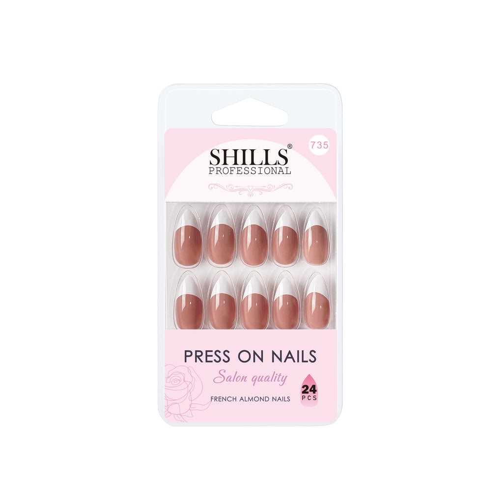 Reusable French Almond Press On Nails - Beige