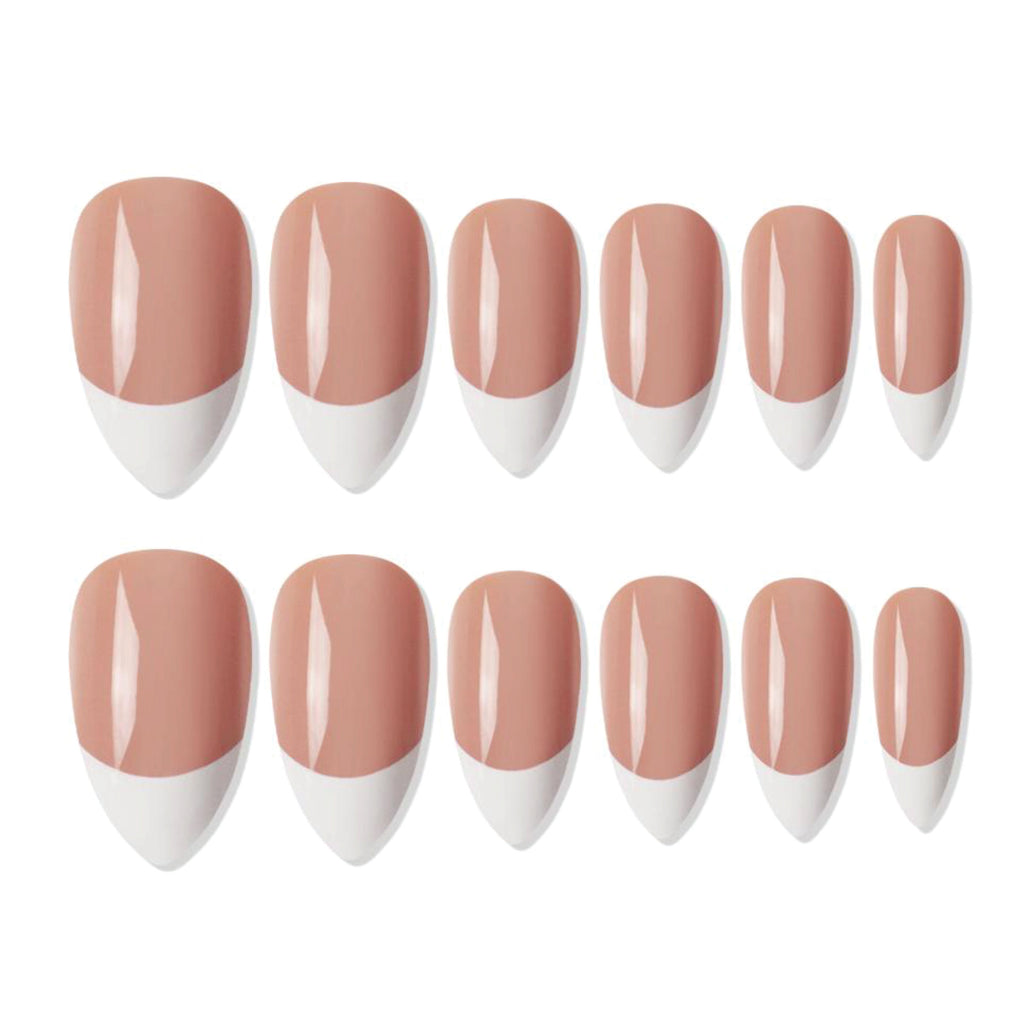Reusable French Almond Press On Nails - Beige