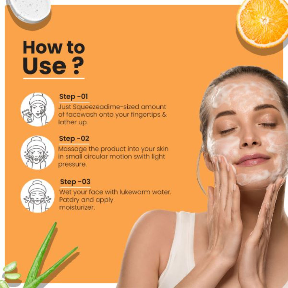 Vitamin C Face Wash With Vitamin E, Niacinanide & Aloe Vera