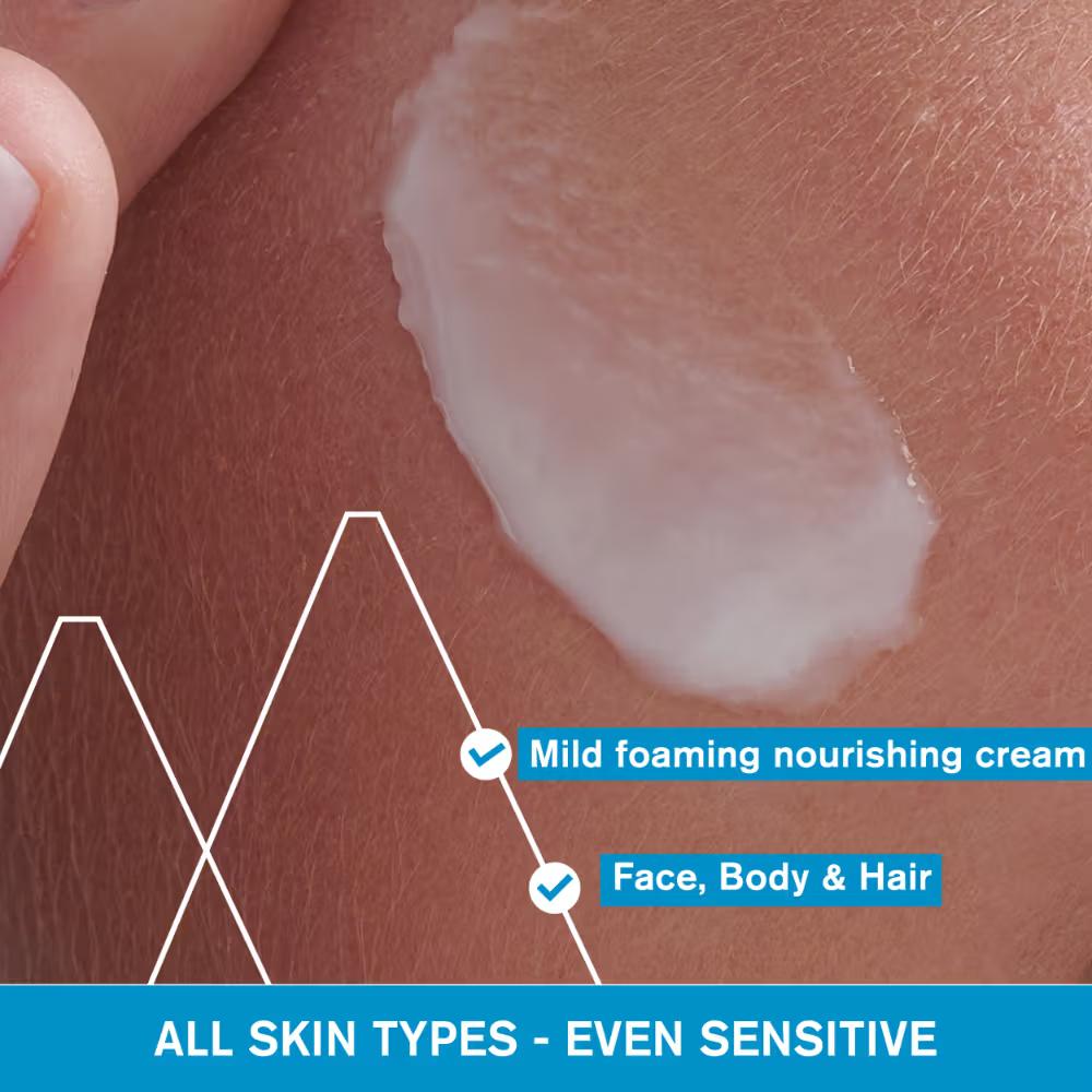 Cleansing Cream With Shea Butter, Glycerine For Sensitive Skin On Face & Body, Soap-Free