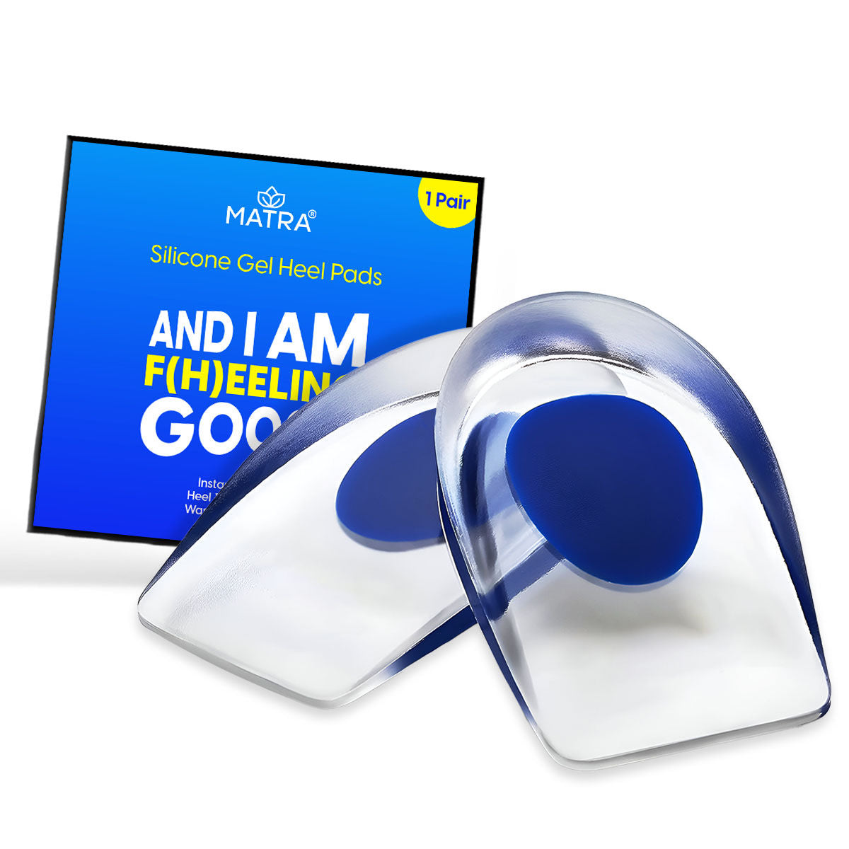 Silicone Gel Heel Pads Cushion Cup Insoles for Pain Relief, Heel Support, Shoe Inserts (1 Pair)