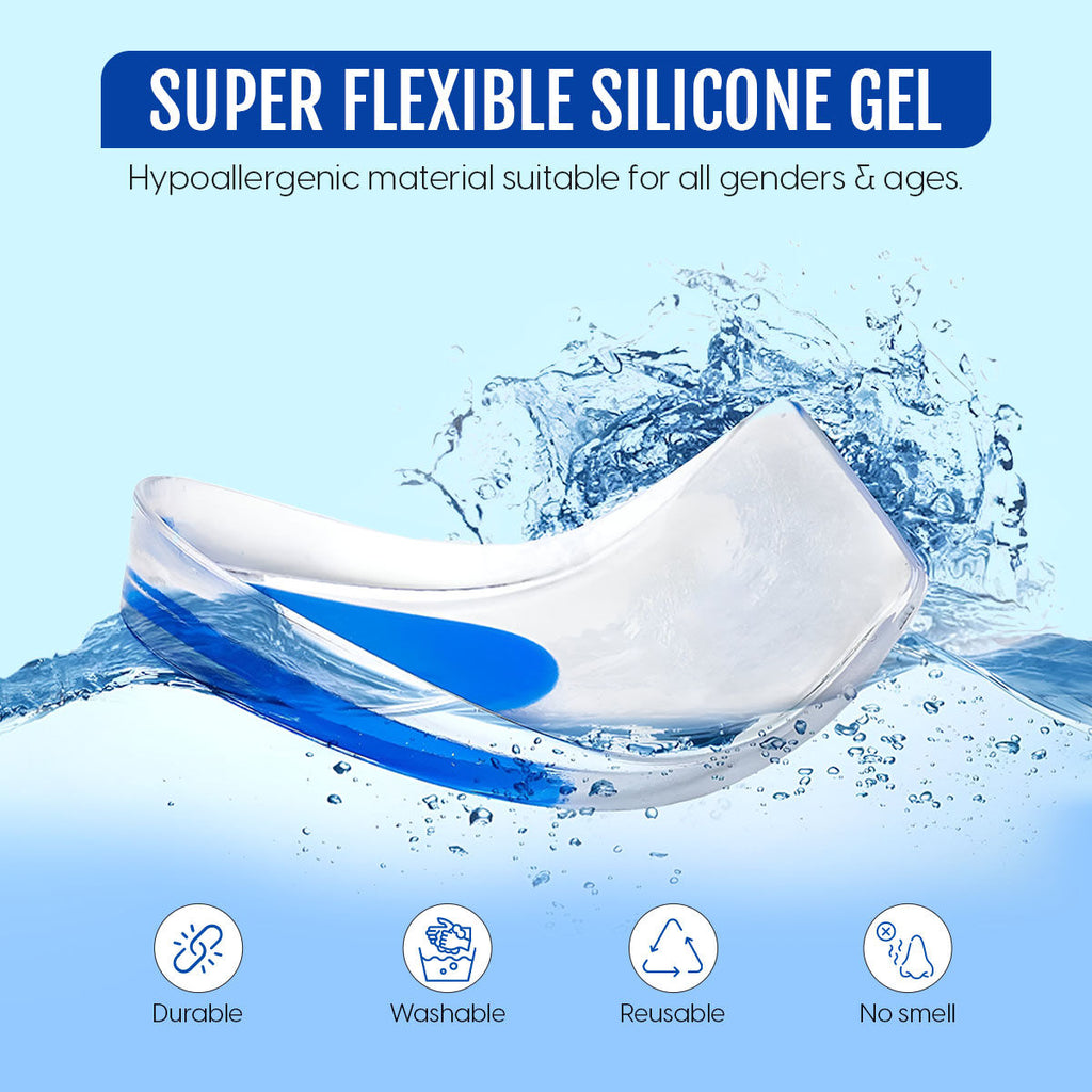 Silicone Gel Heel Pads Cushion Cup Insoles for Pain Relief, Heel Support, Shoe Inserts (1 Pair)