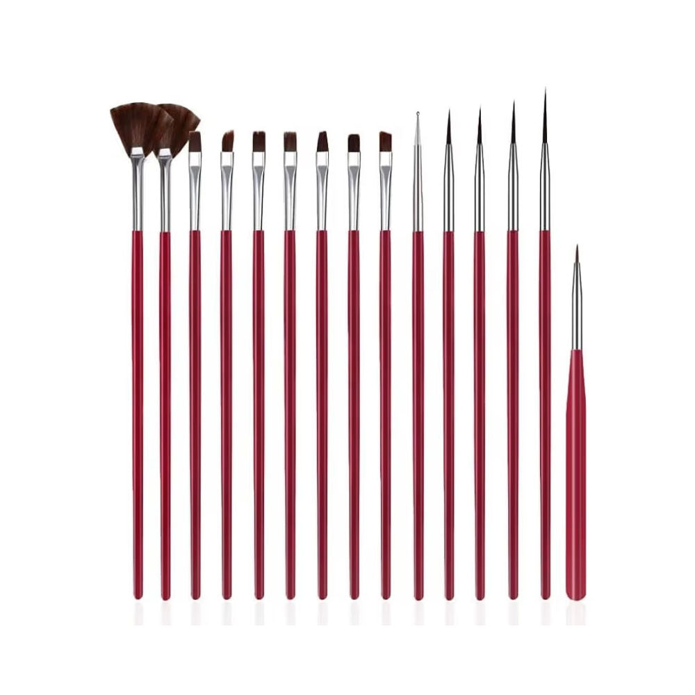 Nail Art Brush Set 0f 15 - GPCA0018 (Colour/ Shape May Vary)