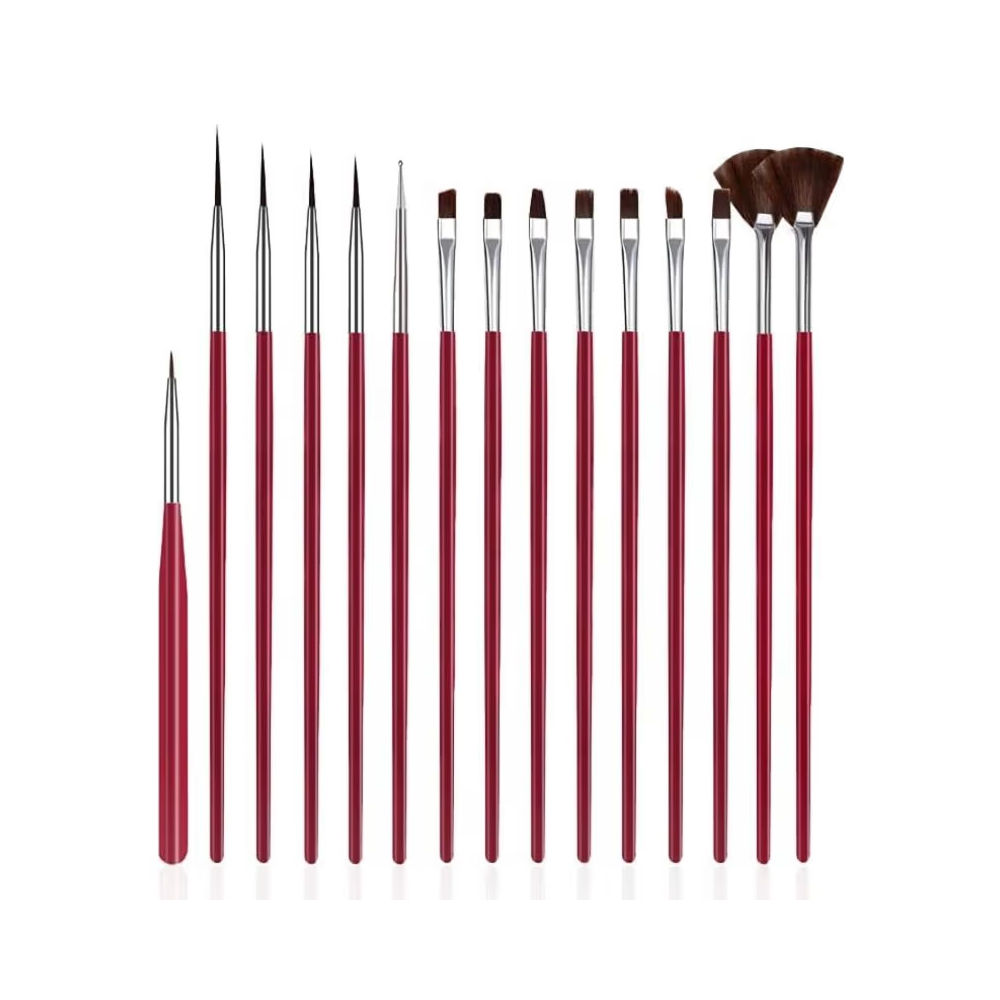 Nail Art Brush Set 0f 15 - GPCA0018 (Colour/ Shape May Vary)