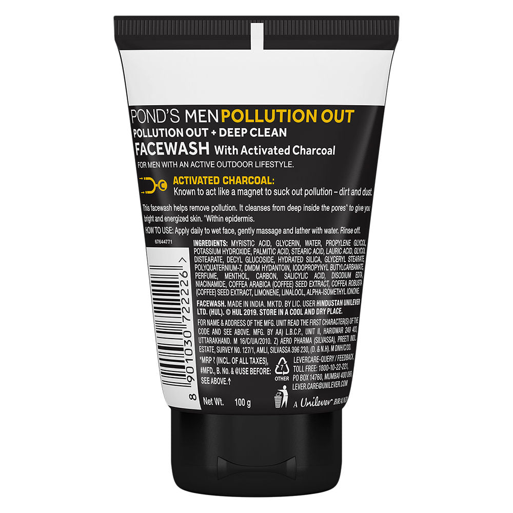 Men Pollution Out Activated Charcoal Deep Clean Face Wash