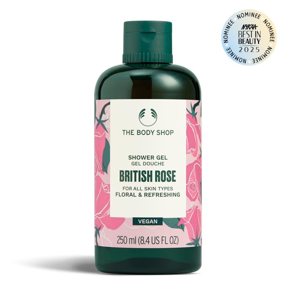 British Rose Shower Gel, Softens & Cleanses, Floral Scent of Rose & Aloe, Soap-Free