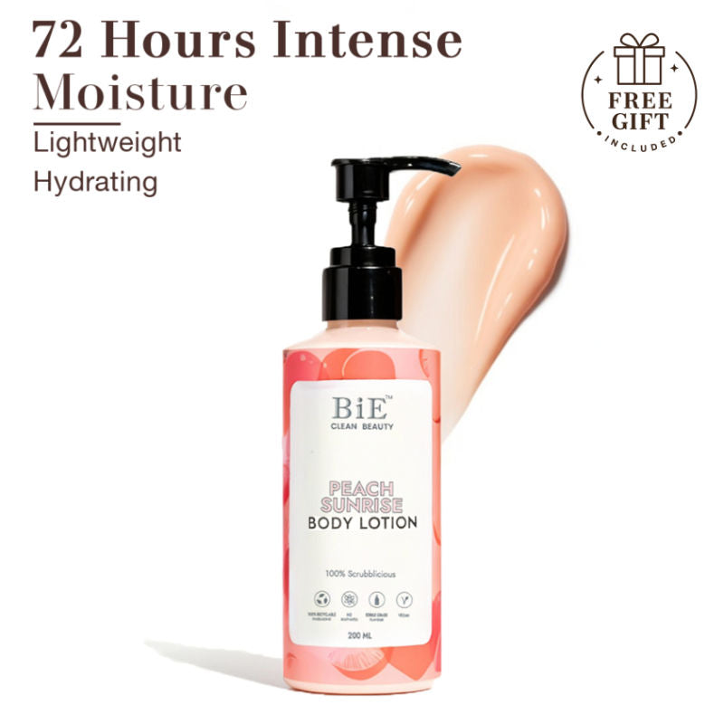 BiE Peach Sunrise Body Lotion with Hyaluronic Acid & Niacinamide for 72H Hydration & Moisturization