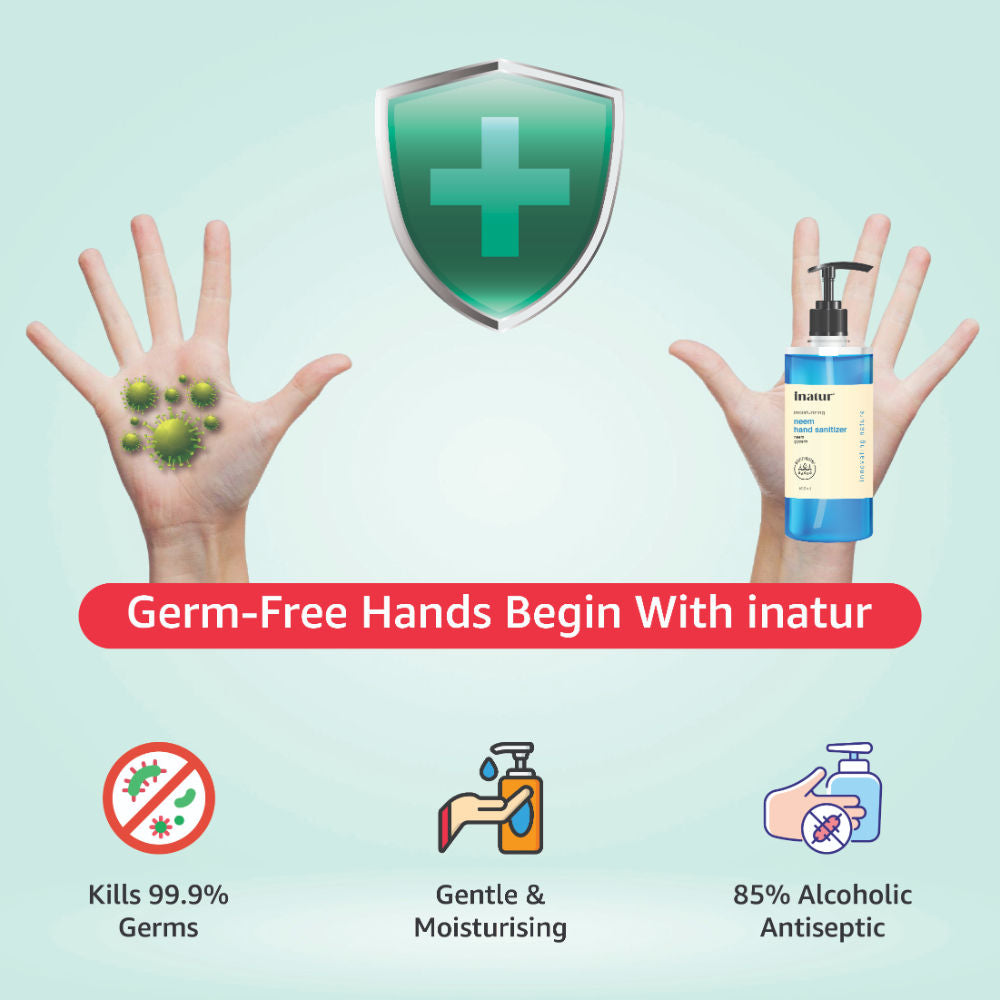 Hand Sanitizer Gel With 85% Alcohol, Neem & Glycerin, Kills 99.9% Germs & Quick-Dry, Kids Safe