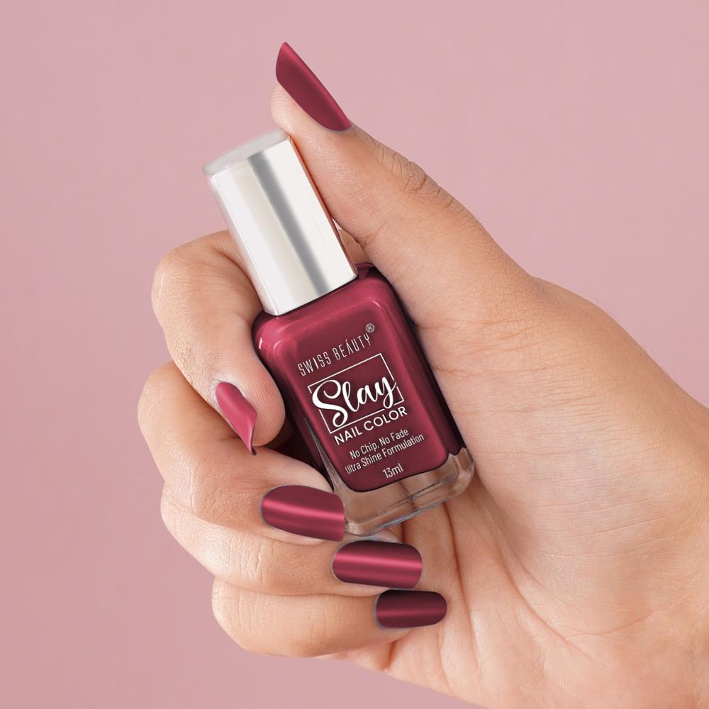 Slay Nail Color Ultra Shine Formulation - 34 Maroon Bloom