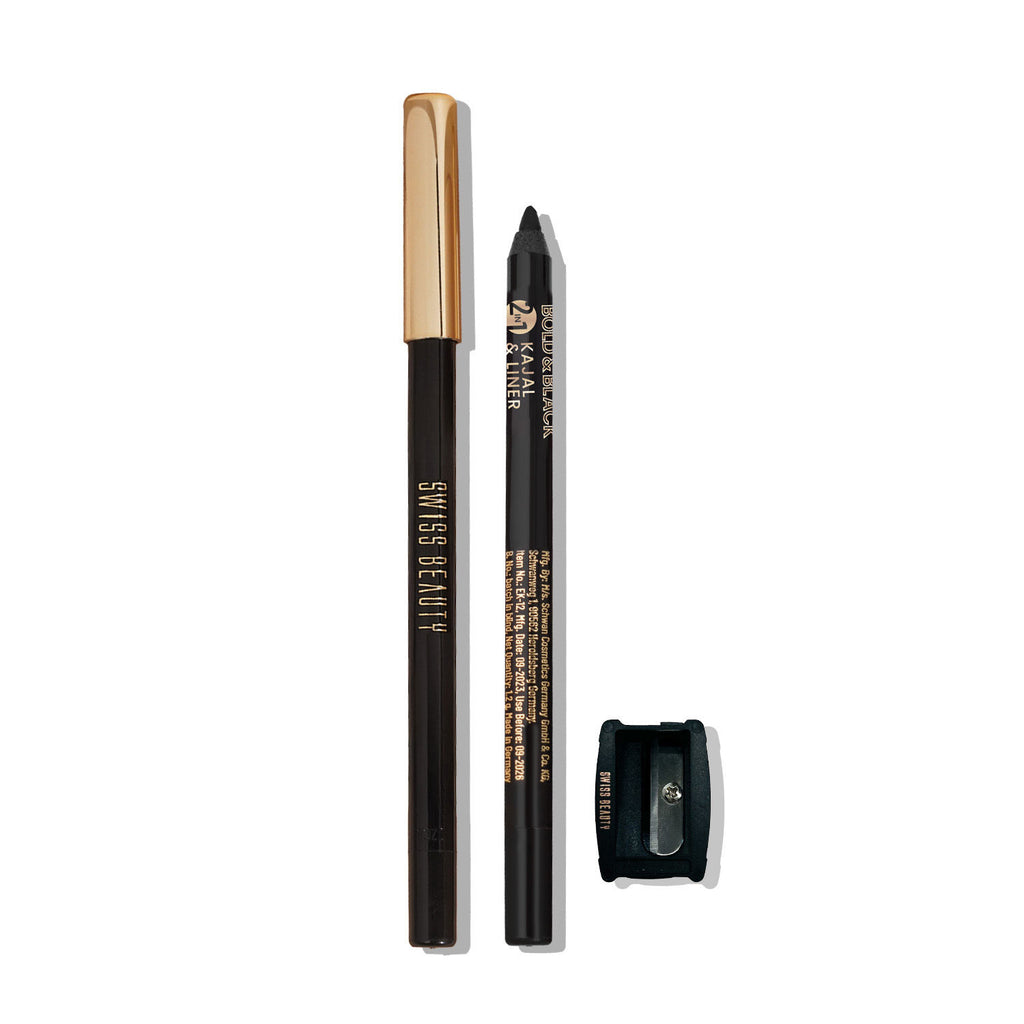 Bold & Black 2-In-1 Kajal & Liner With Vitamin-E 12-Hours of Stay With Sharpner