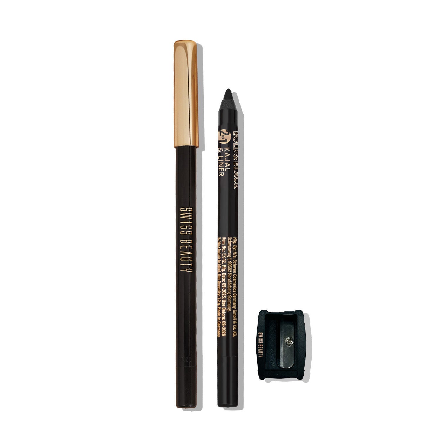 Bold & Black 2-In-1 Kajal & Liner With Vitamin-E 12-Hours of Stay With Sharpner