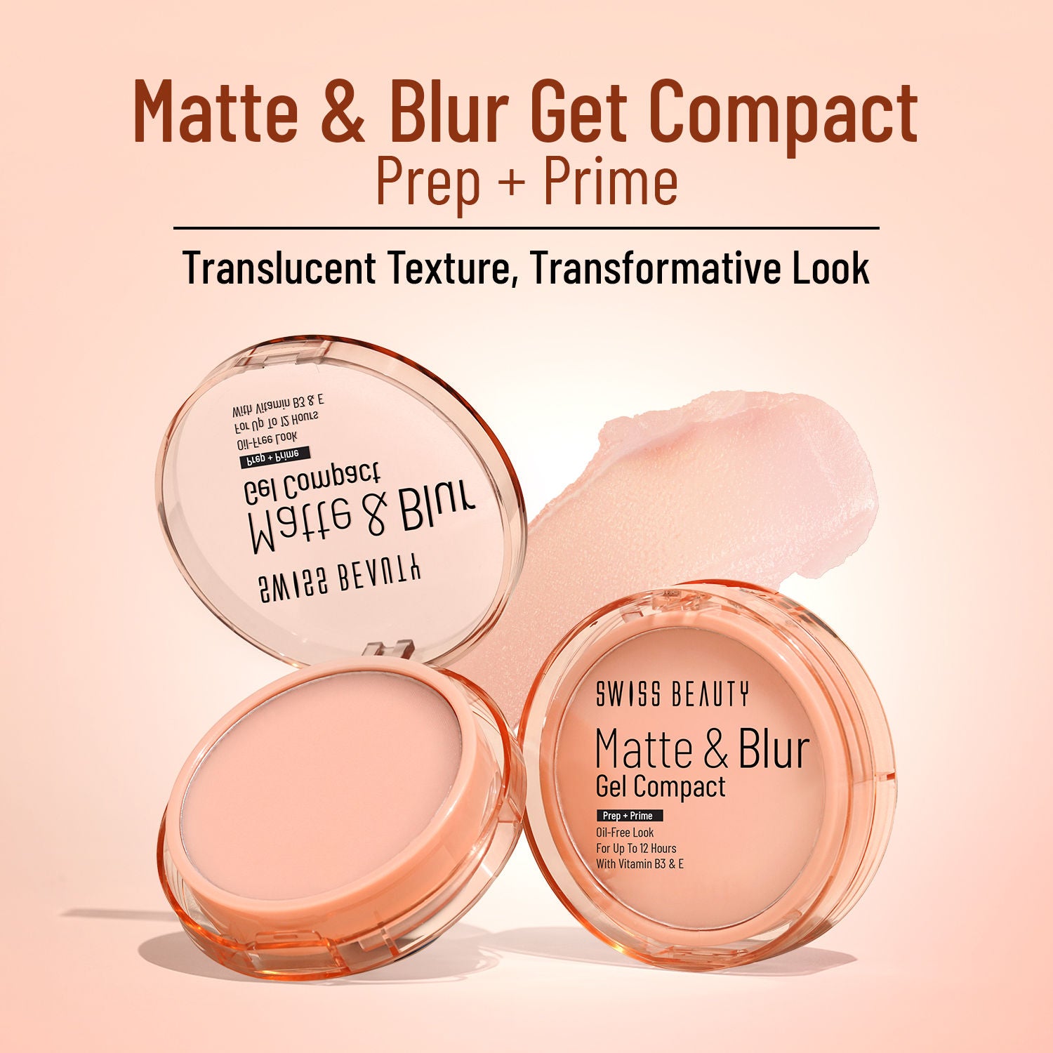 Matte & Blur Balm Gel Compact With Vitamin E Prep+ Primer 12-Hour Stay |Oil Free