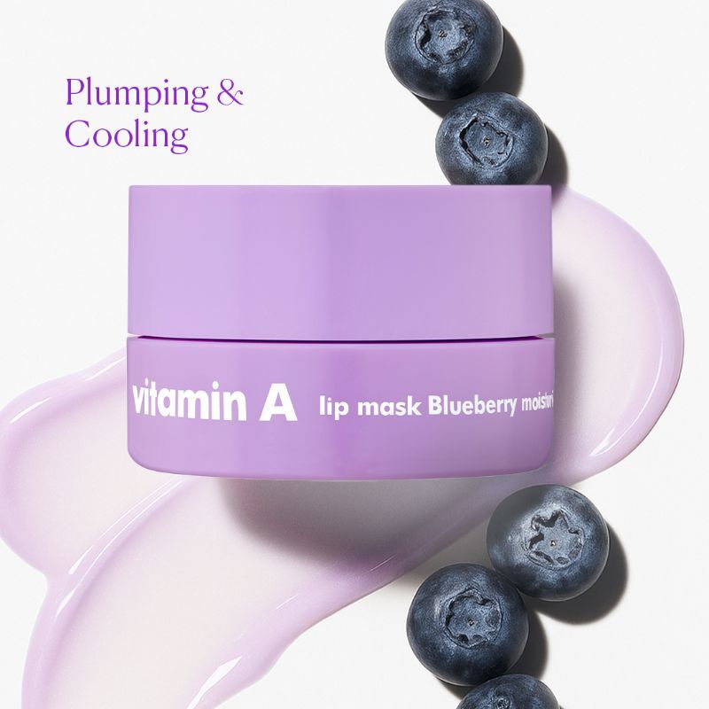 Vitamin Korean Lip Sleeping Mask for Dark, Dry, Pigmented Lips - Blueberry