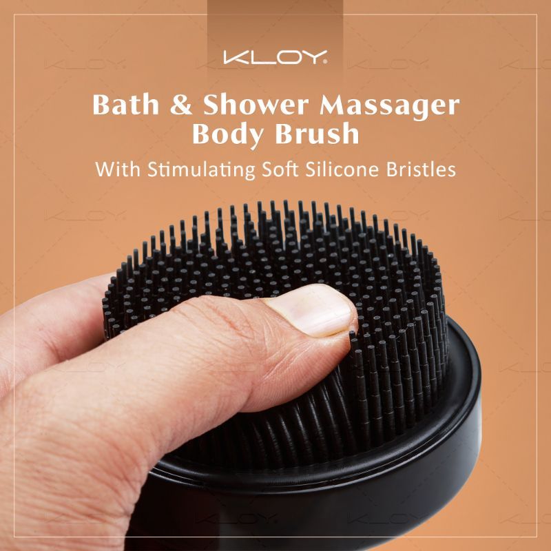 Bath & Shower Massager Body Brush With Soft Silicone Bristles - Black